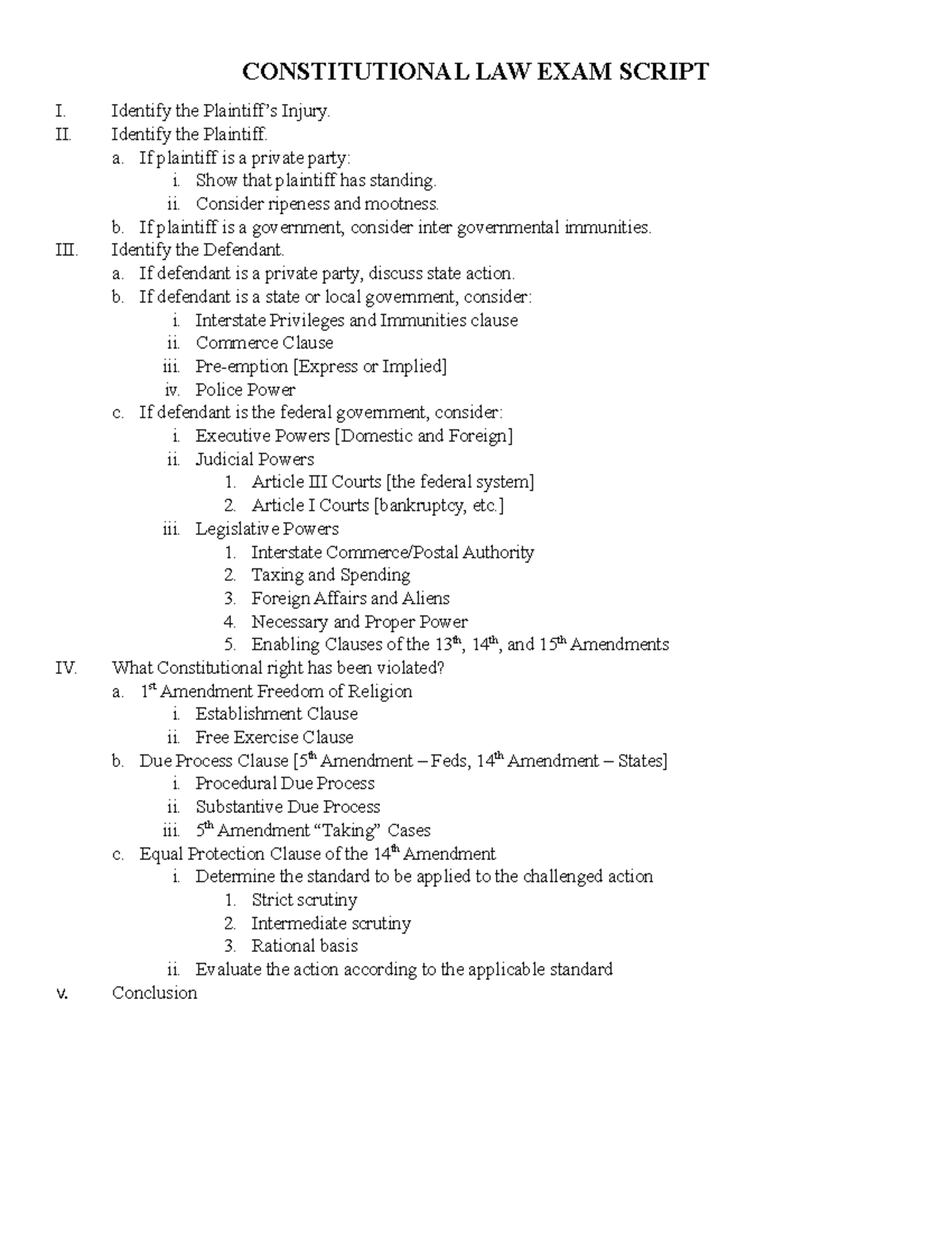 Constitutional LAW EXAM Script - CONSTITUTIONAL LAW EXAM SCRIPT I ...