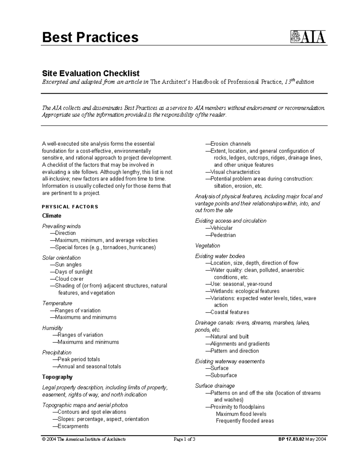 Bp 17 03 02 - For RRL - Best Practices © 2004 The American Institute of ...