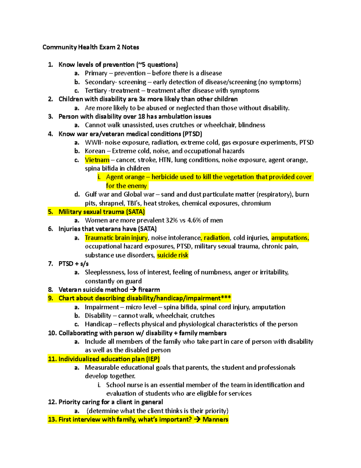 PH exam 2 - notes from Prof Walden's course containing exam 2 material -  PUBLIC HEALTH EXAM 2 - Studocu