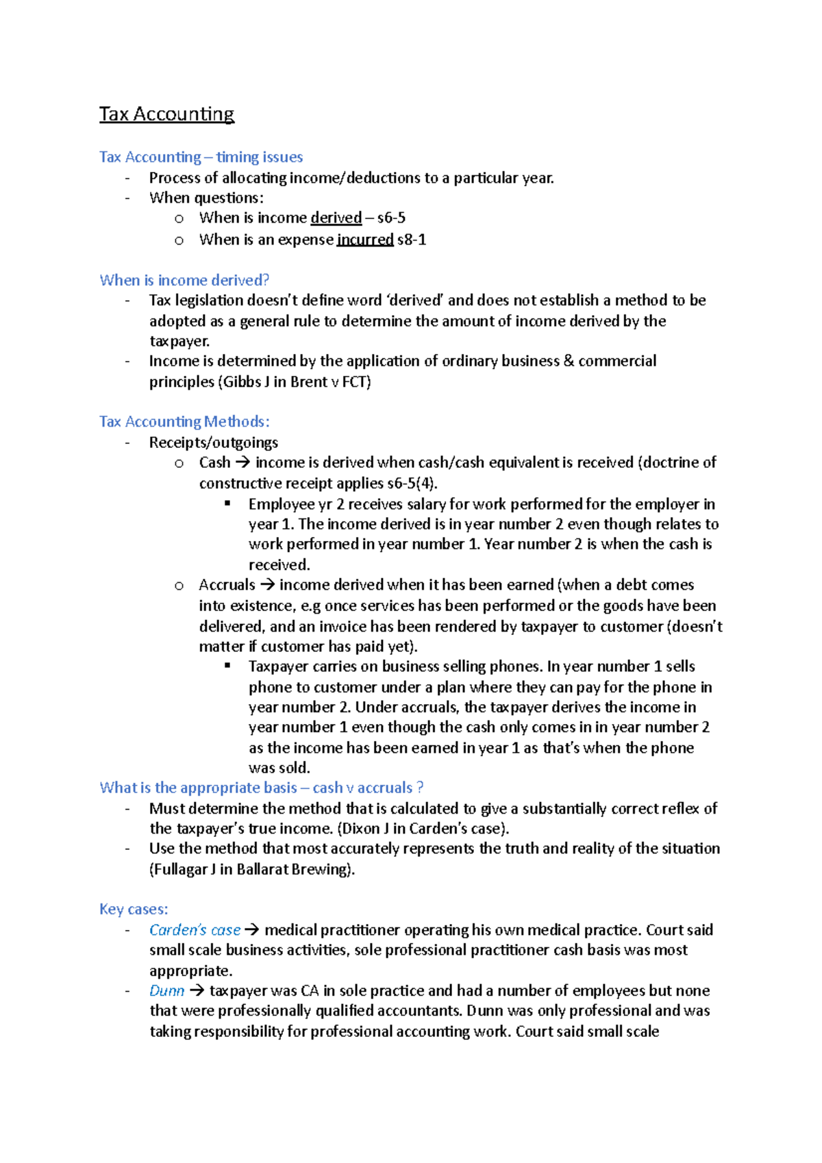 Tax Accounting - tutorial answers - Tax Accounting Tax Accounting ...