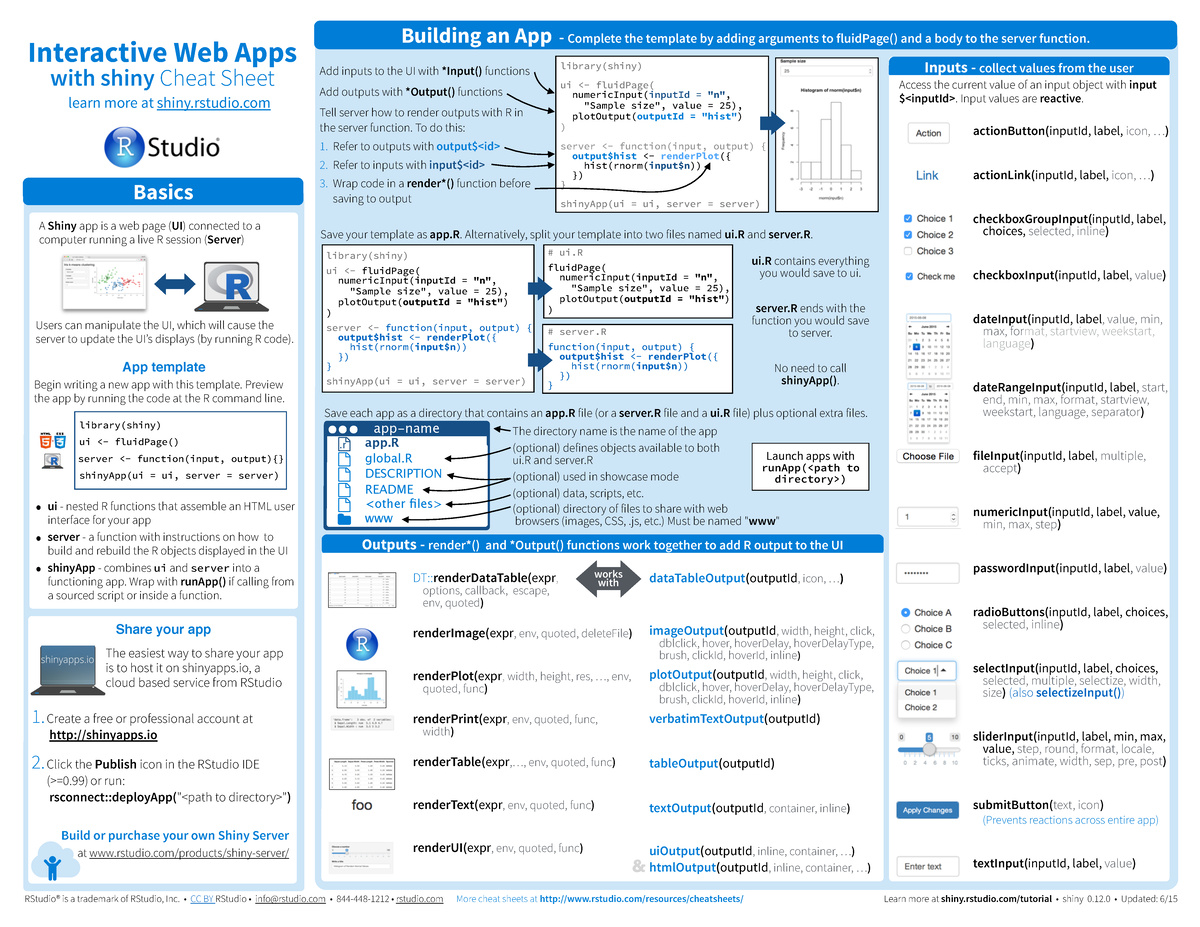 Shiny-cheatsheet - Sheet - Build Or Purchase Your Own Shiny Server At ...