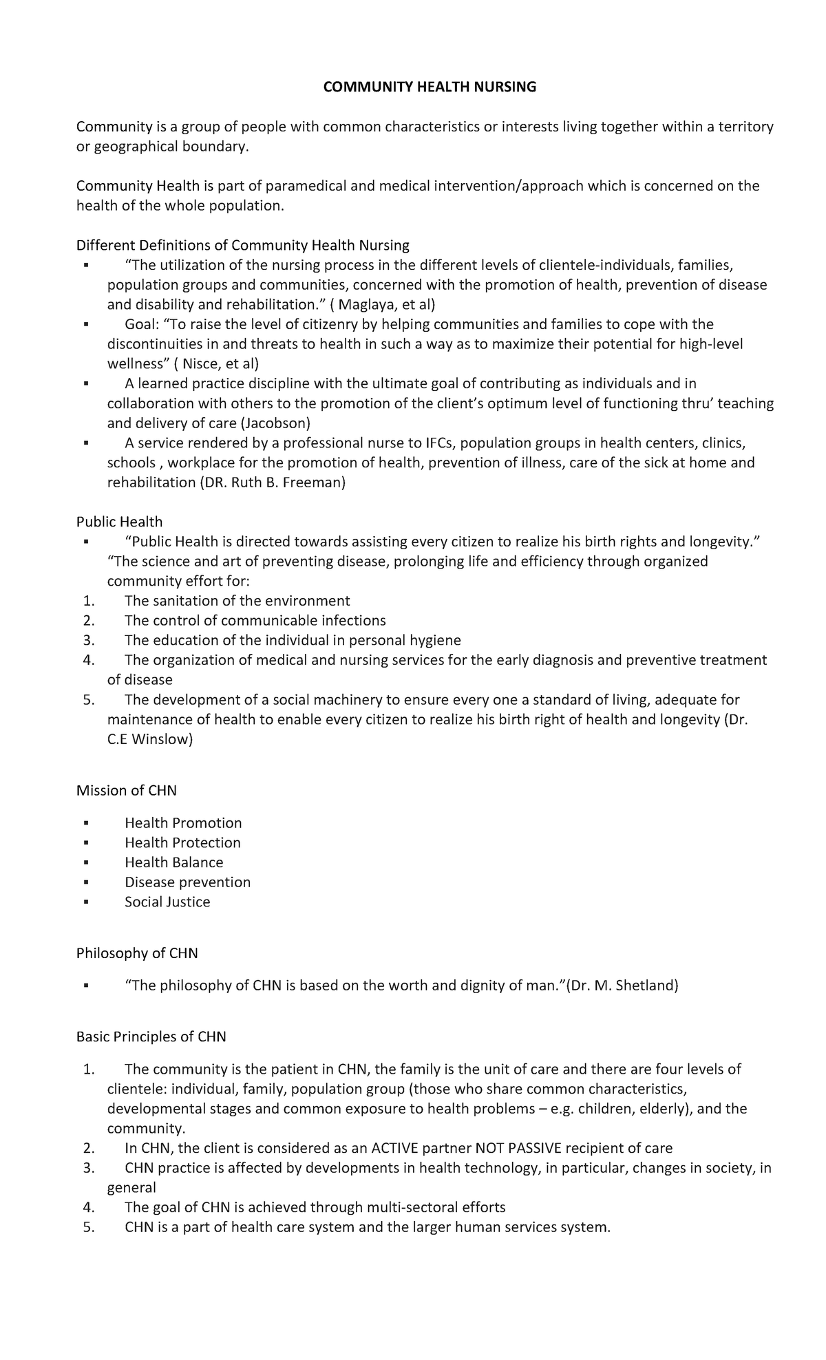 Community+ Health+ Nursing - COMMUNITY HEALTH NURSING Community is a ...