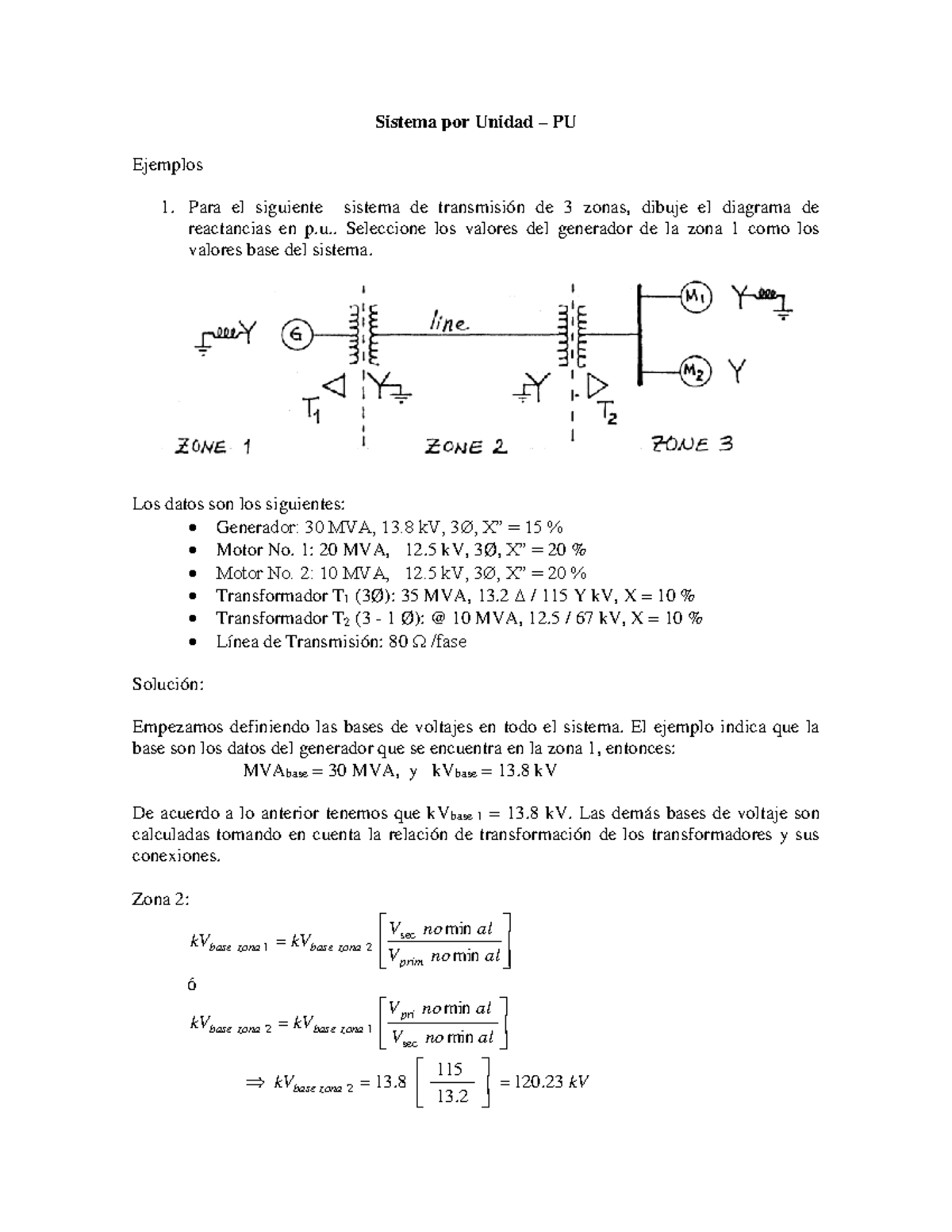 Sistema por Unidad PU - Ejercicios resueltos - Sistema por Unidad – PU ...
