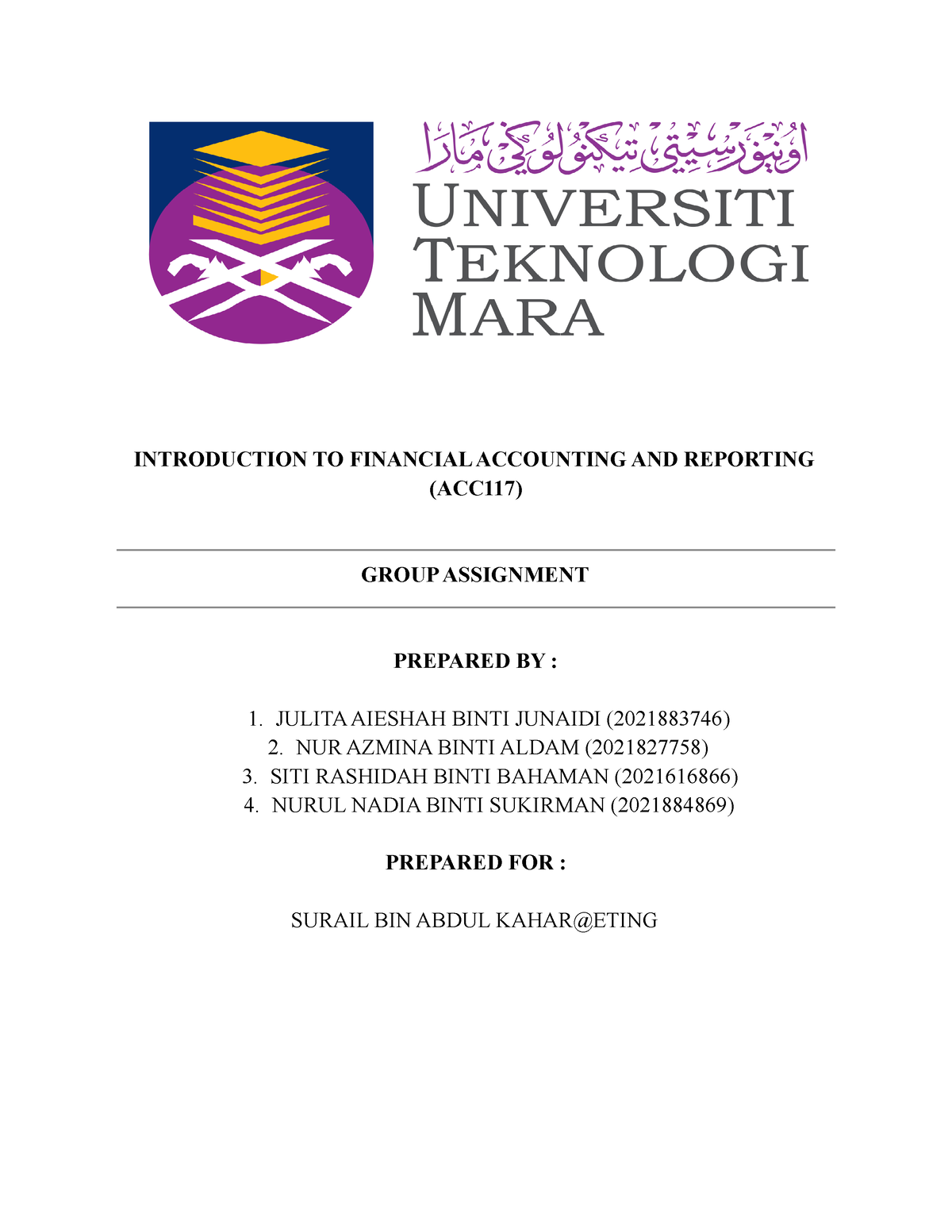 acc117 group assignment uitm