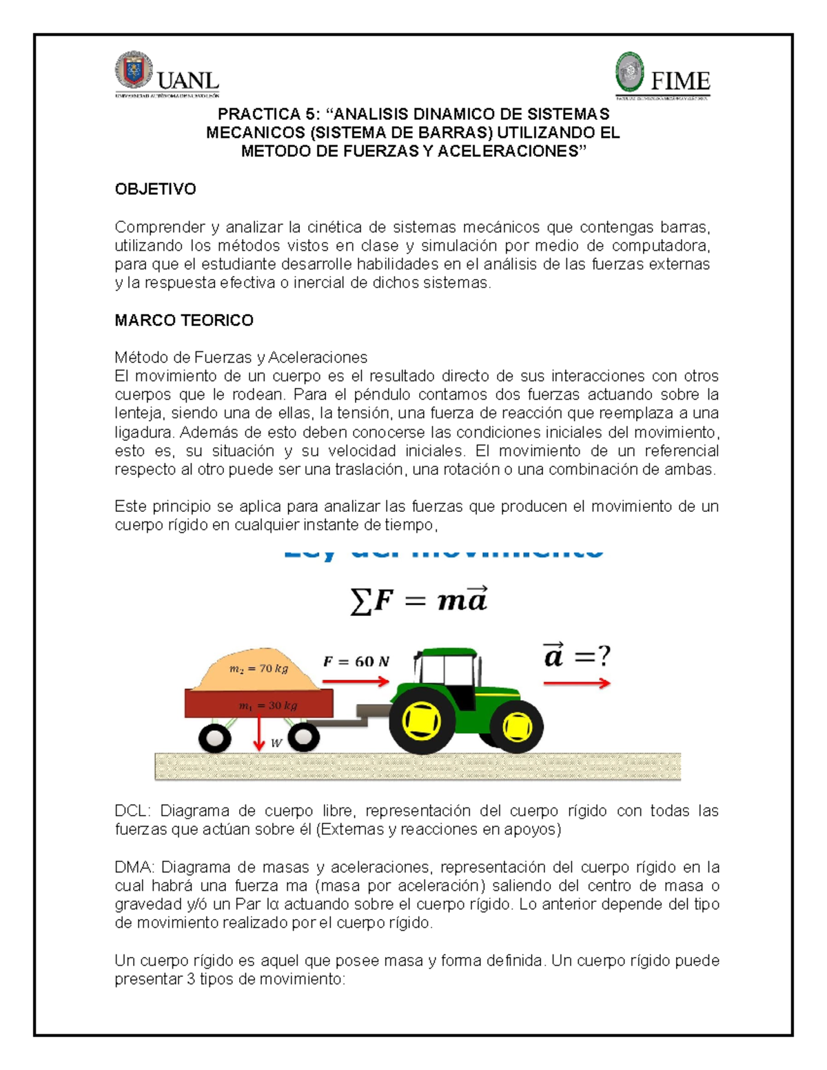 Practica 5 Laboratorio De Dinamica FIME - PRACTICA 5: “ANALISIS ...