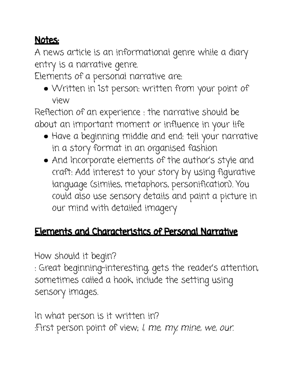 English notes Notes A news article is an informational genre while a