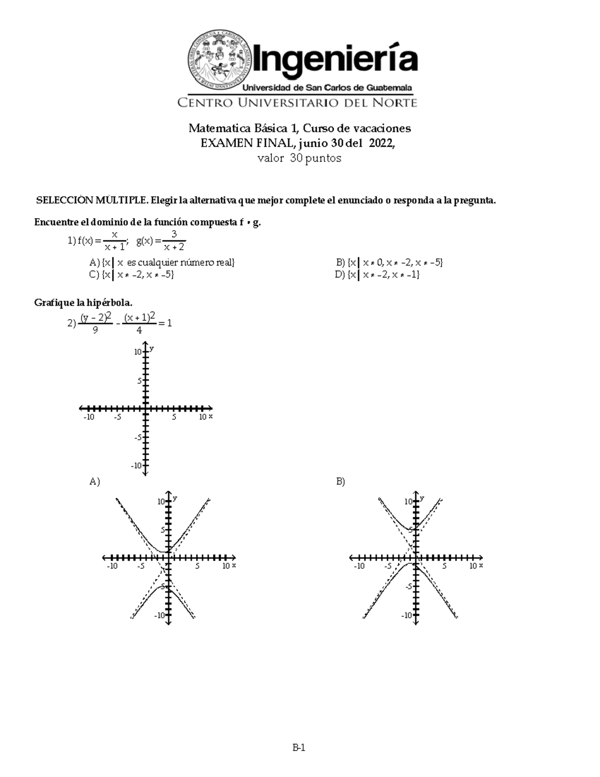 Temario B Examen Final Junio 30 2022 - Matematica B·sica 1, Curso De ...