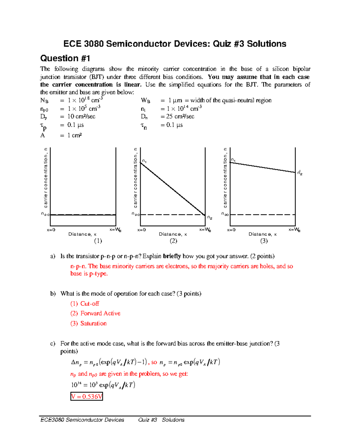 Quiz3solutions - Exam Practice - ECE 3080 Semiconductor Devices: Quiz ...