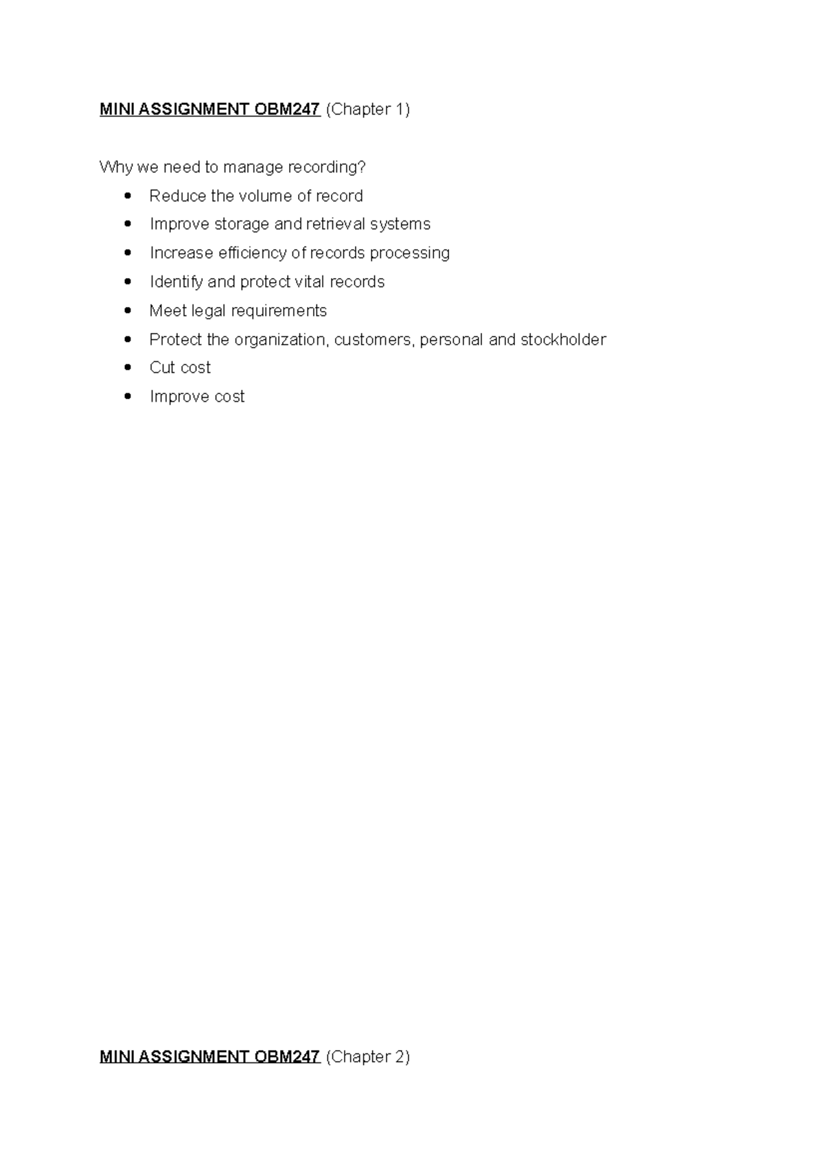 Mini Assignment Obm247 Mini Assignment Obm247 Chapter 1 Why We Need To Manage Recording Mini Assignment Obm247 Mini Assignment Obm247 Chapter 1 Why We Need To Manage Recording