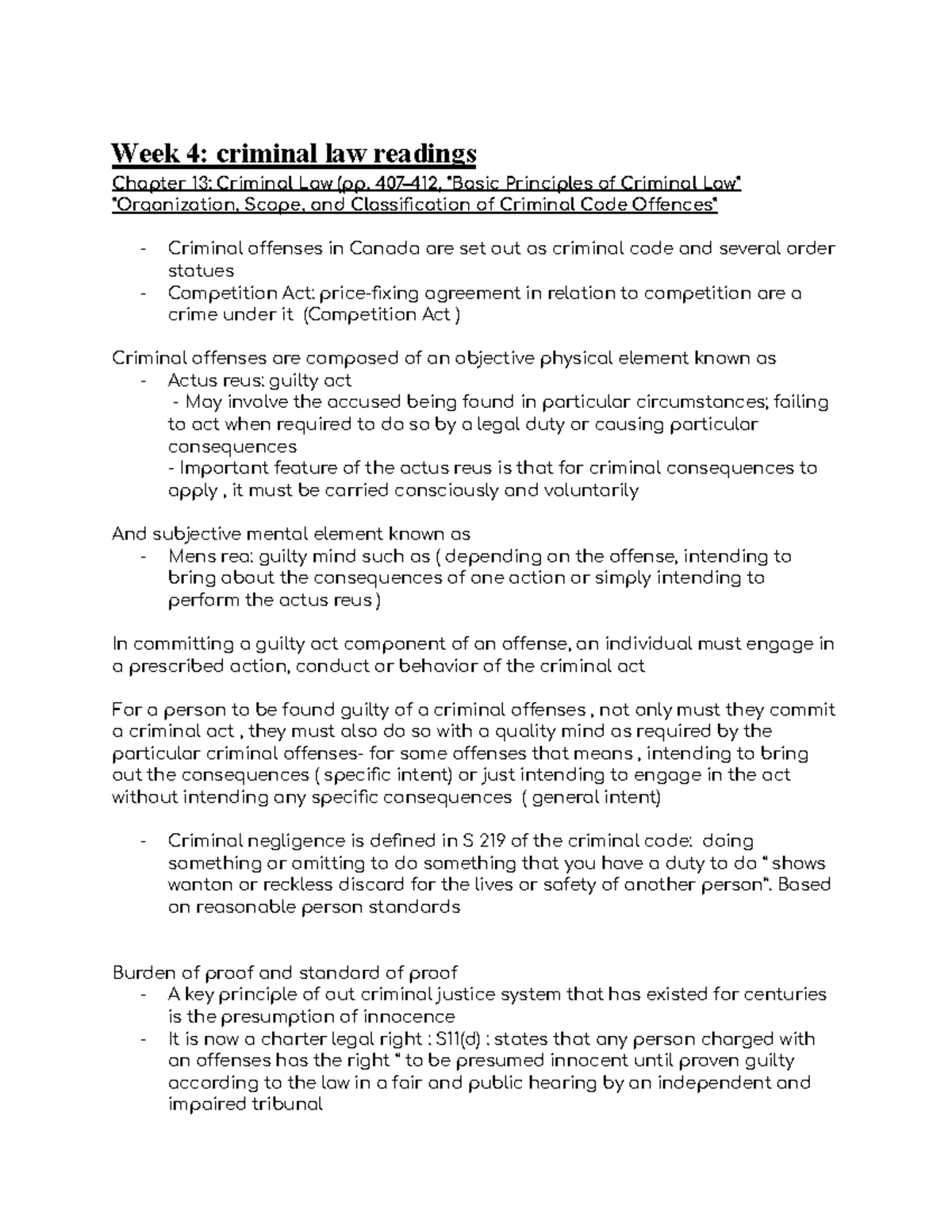 Criminal law reading - Week 4: criminal law readings Chapter 13 ...