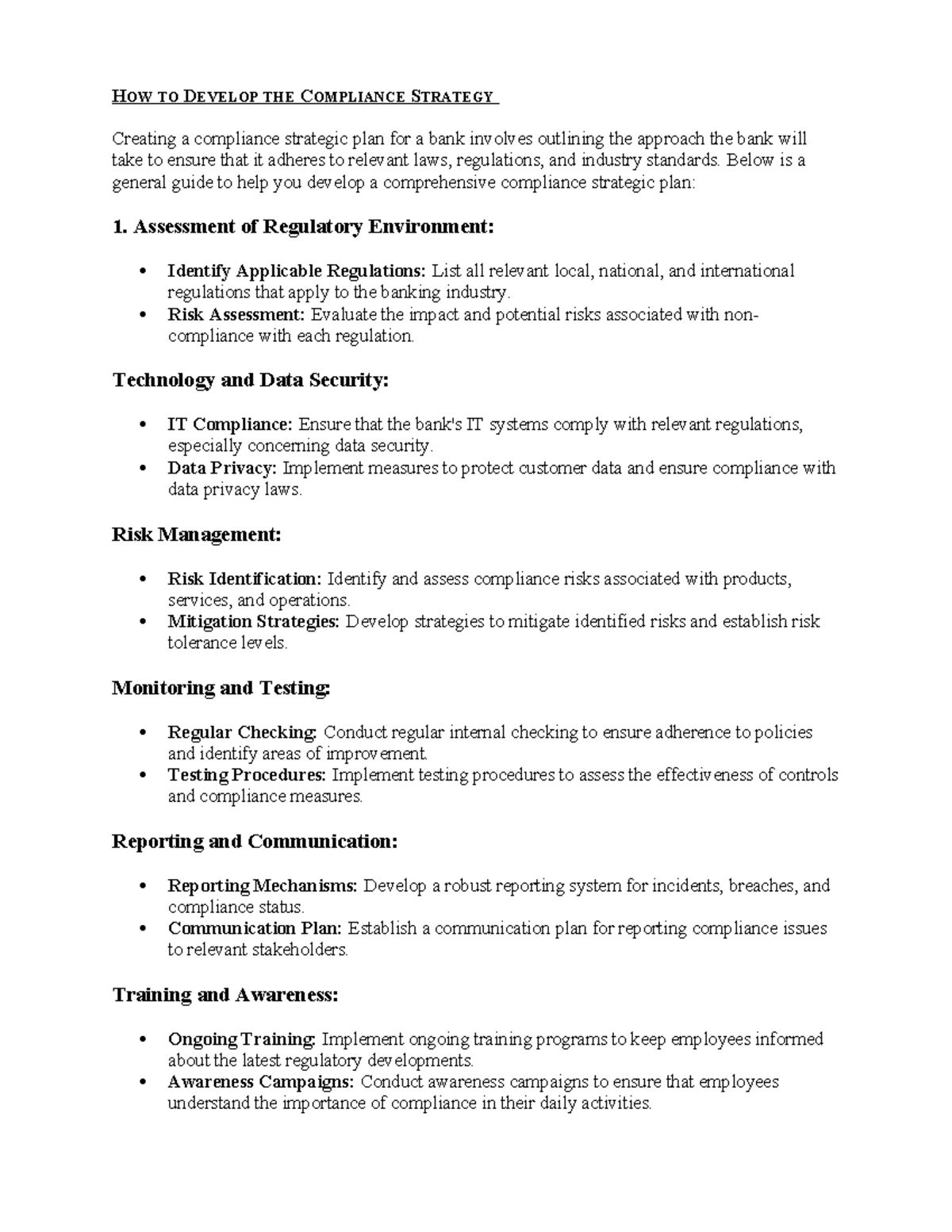 How to Develop the Compliance Strategy - HOW TO DEVELOP THE COMPLIANCE ...