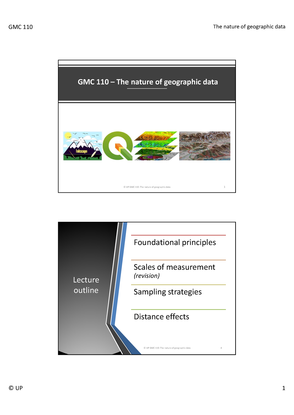 GMC THE Nature Of Geographic Data - GMC 110 ####### GMC 110 – The ...