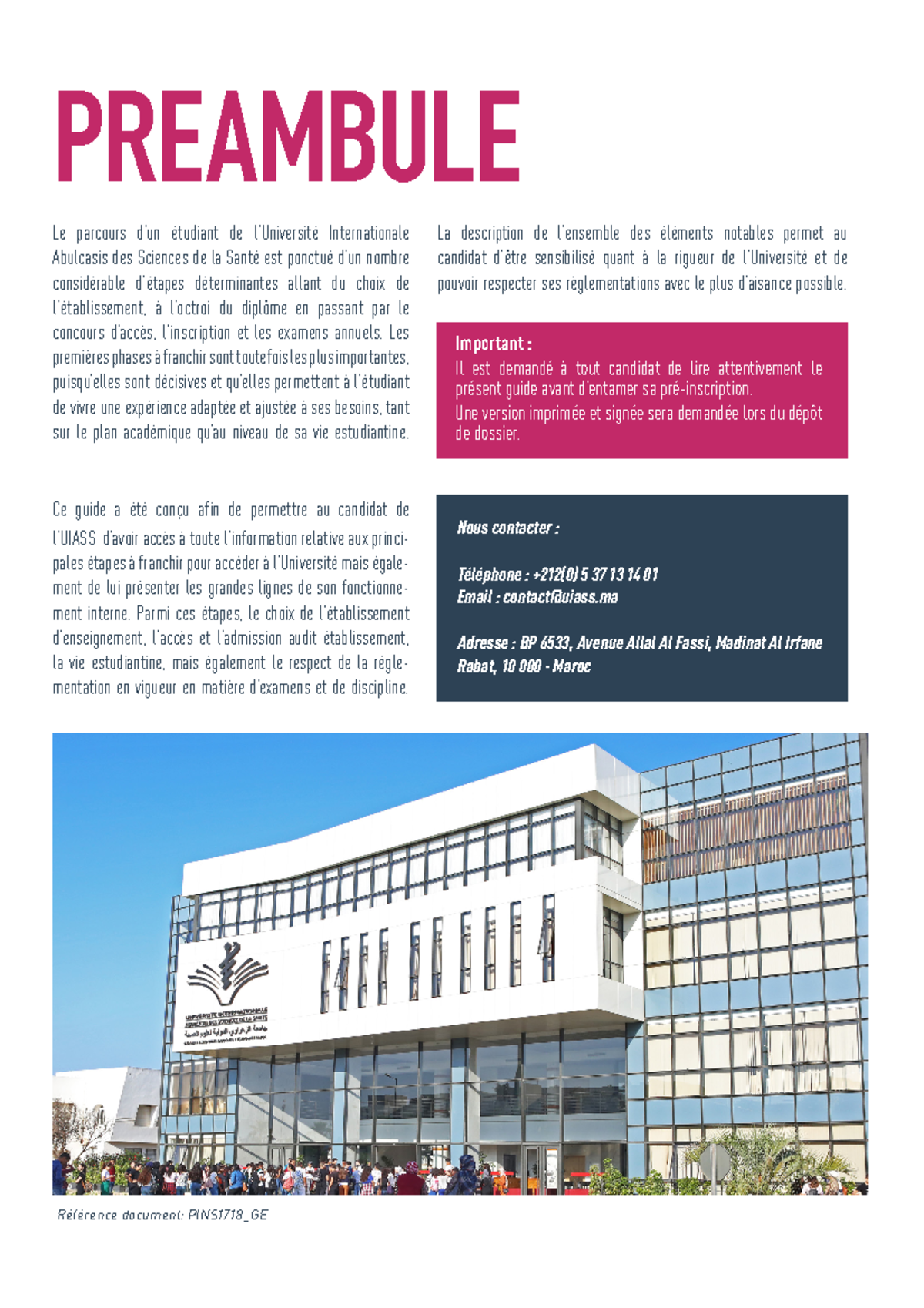 Guide DE L Etudiant Uiass - PREAMBULE Le parcours d’un étudiant de l ...