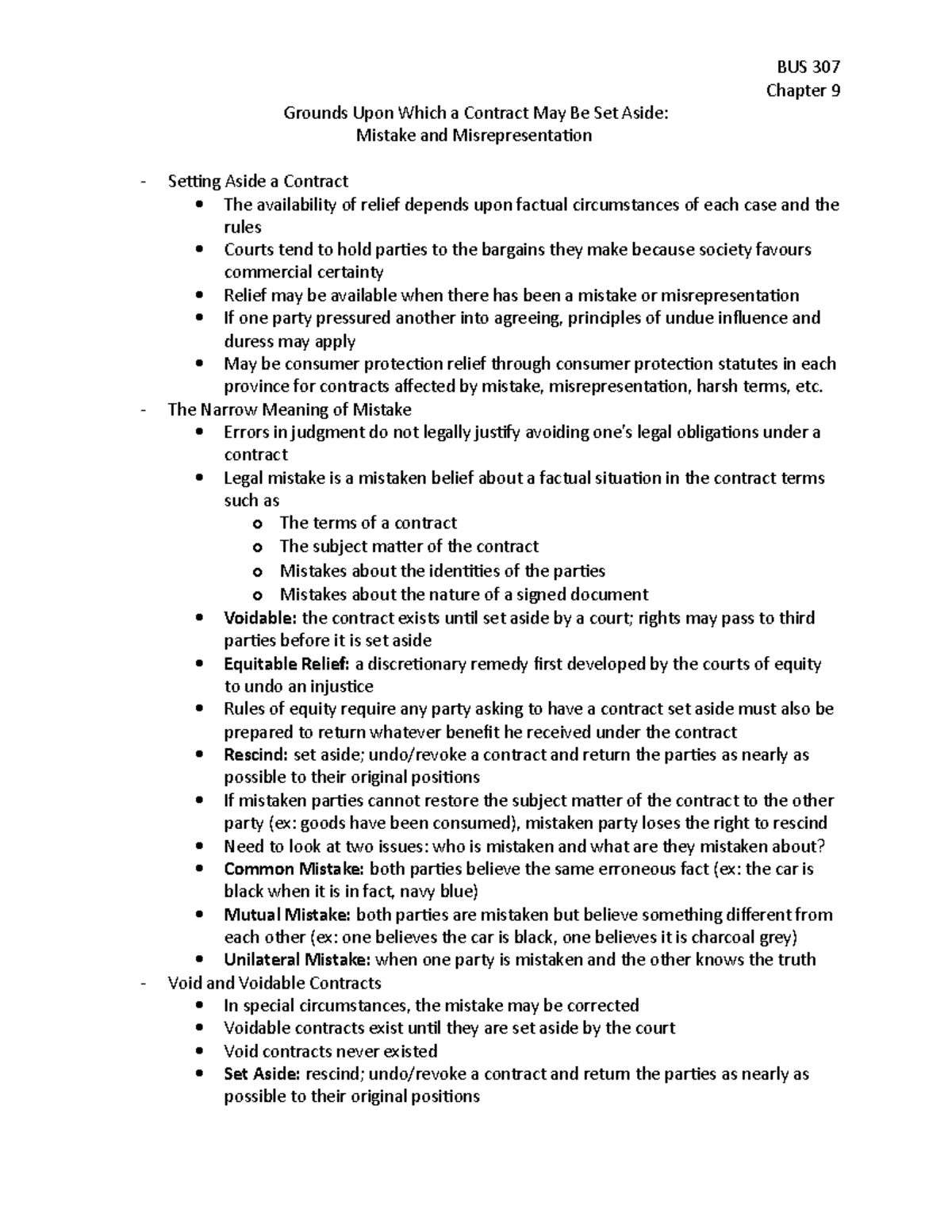 Chapter 9 - Summary The Law and Business Administration in Canada ...