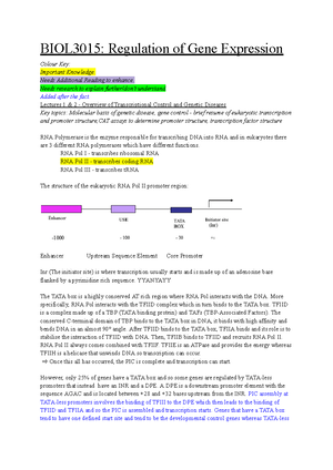BIOL3015 - Regulation of Gene Expression