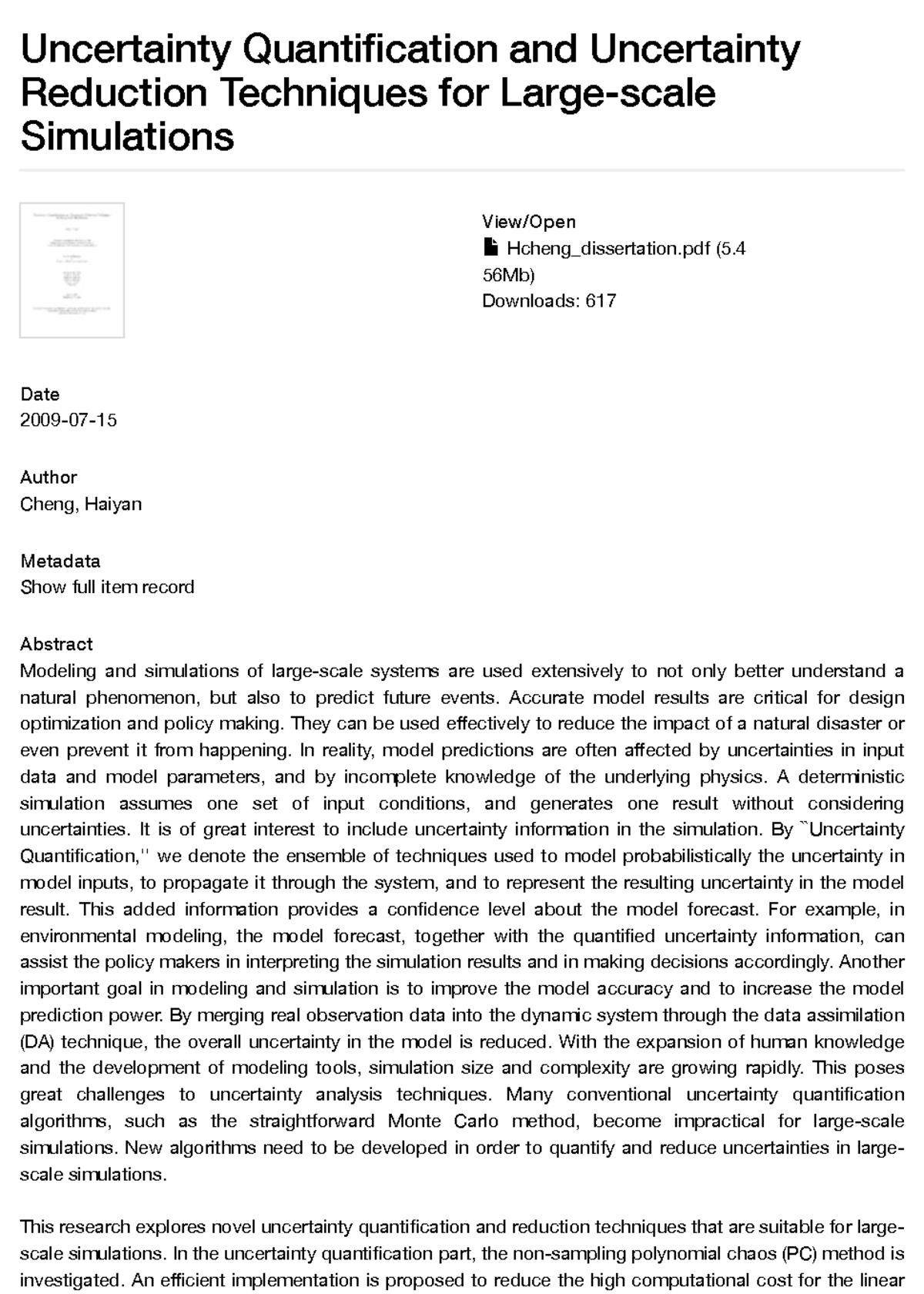 Uncertainty Quantification and Uncertainty Reduction Techniques for ...