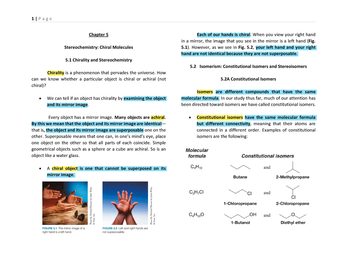 Organic Chemistry - Chapter 5 - Chapter 5 Stereochemistry: Chiral ...