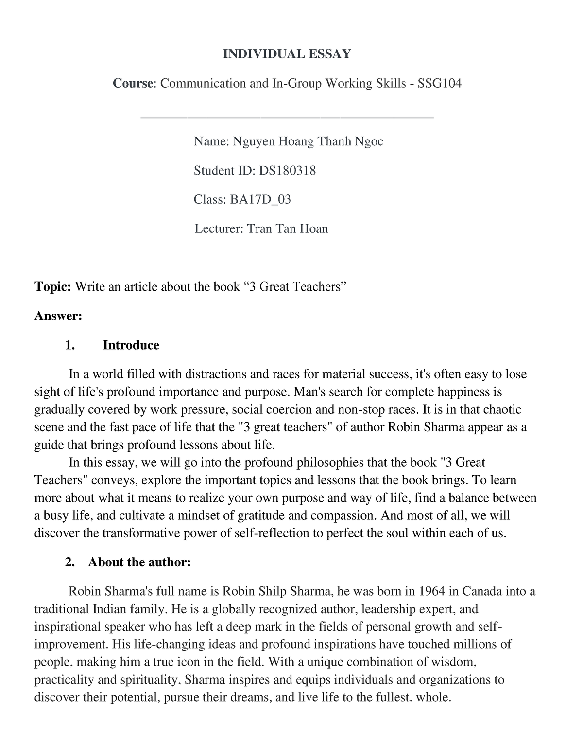 essay working individually or in groups