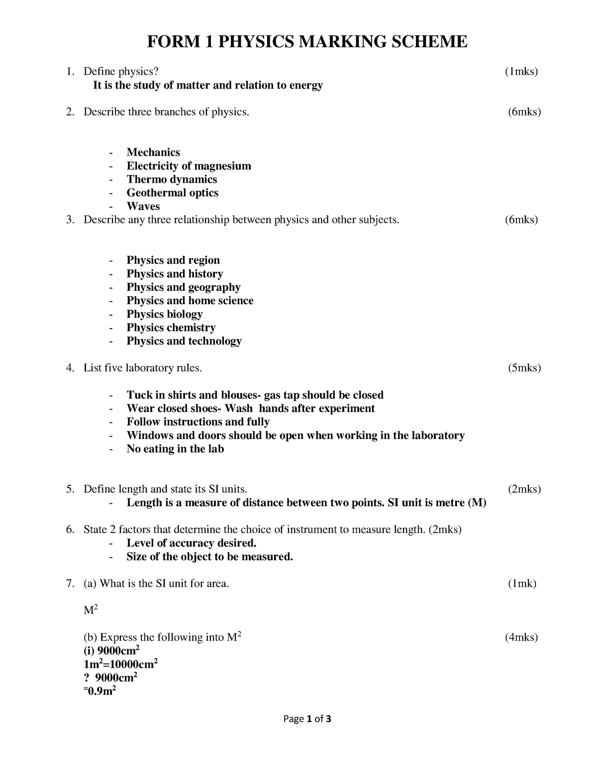 Form One Physics Set 2 MSC - Page 1 Of 3 FORM 1 PHYSICS MARKING SCHEME ...