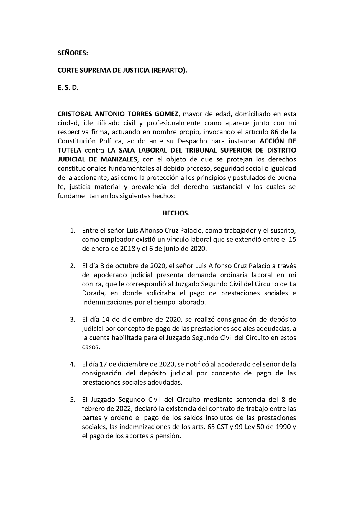 Tutela contra providencia judicial defecto sustantivo indebida ...