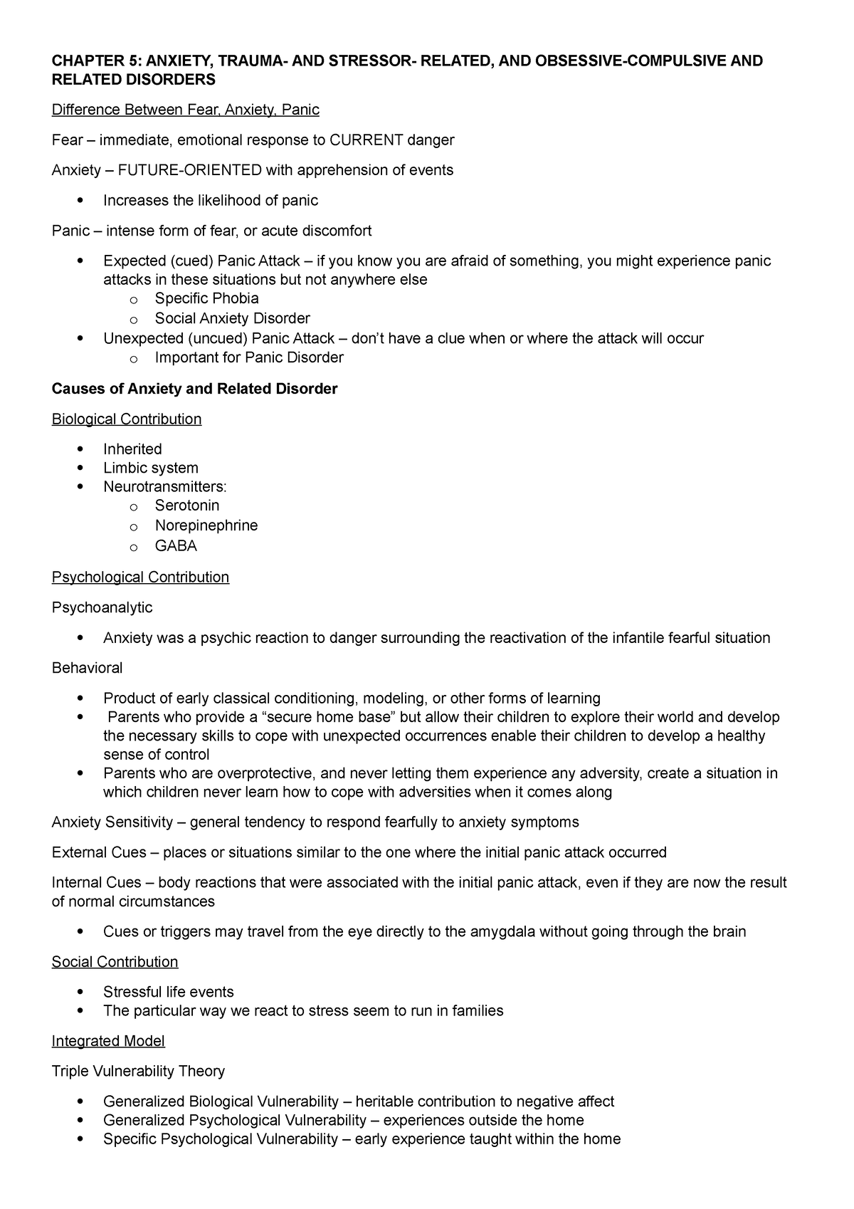 Chapter 5 Reviewer - CHAPTER 5: ANXIETY, TRAUMA- AND STRESSOR- RELATED ...