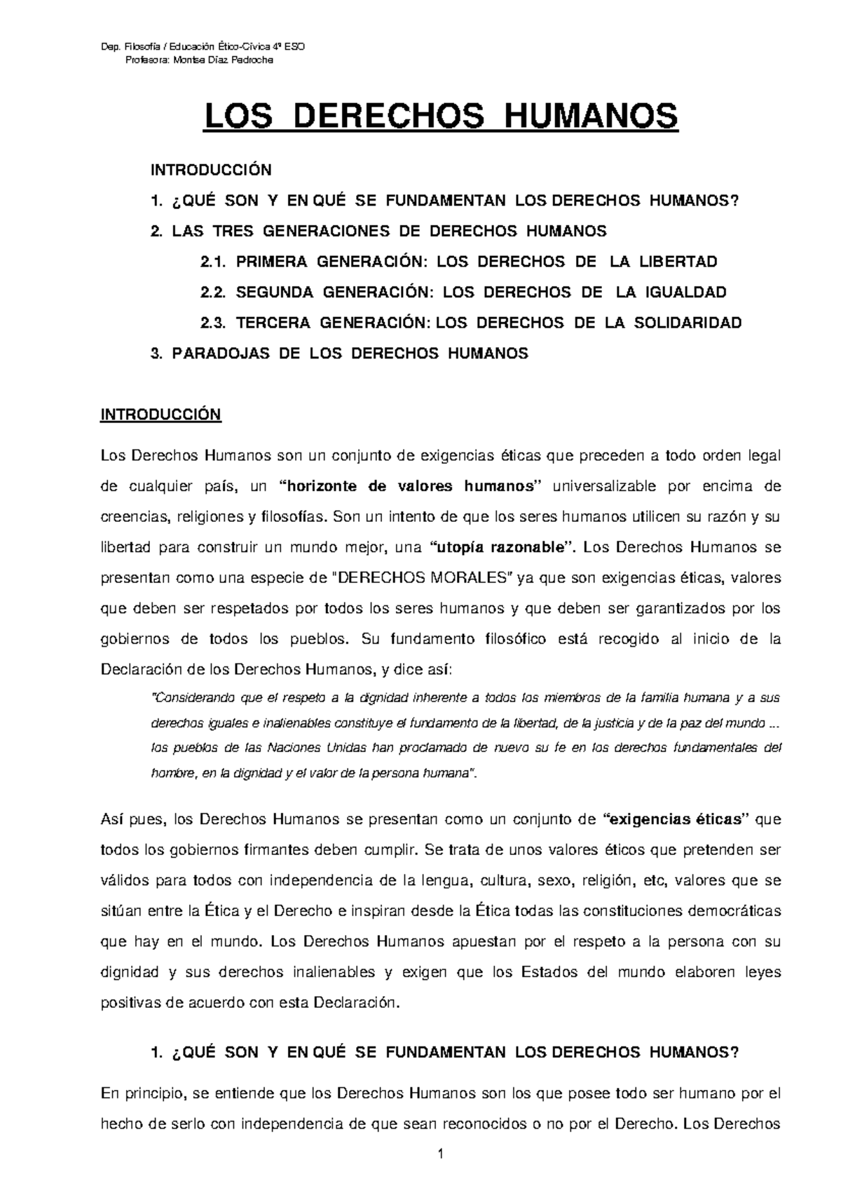 Derechoshumanos 2 - Teoría De Derechos Humanos - Dep. ESO Profesora ...