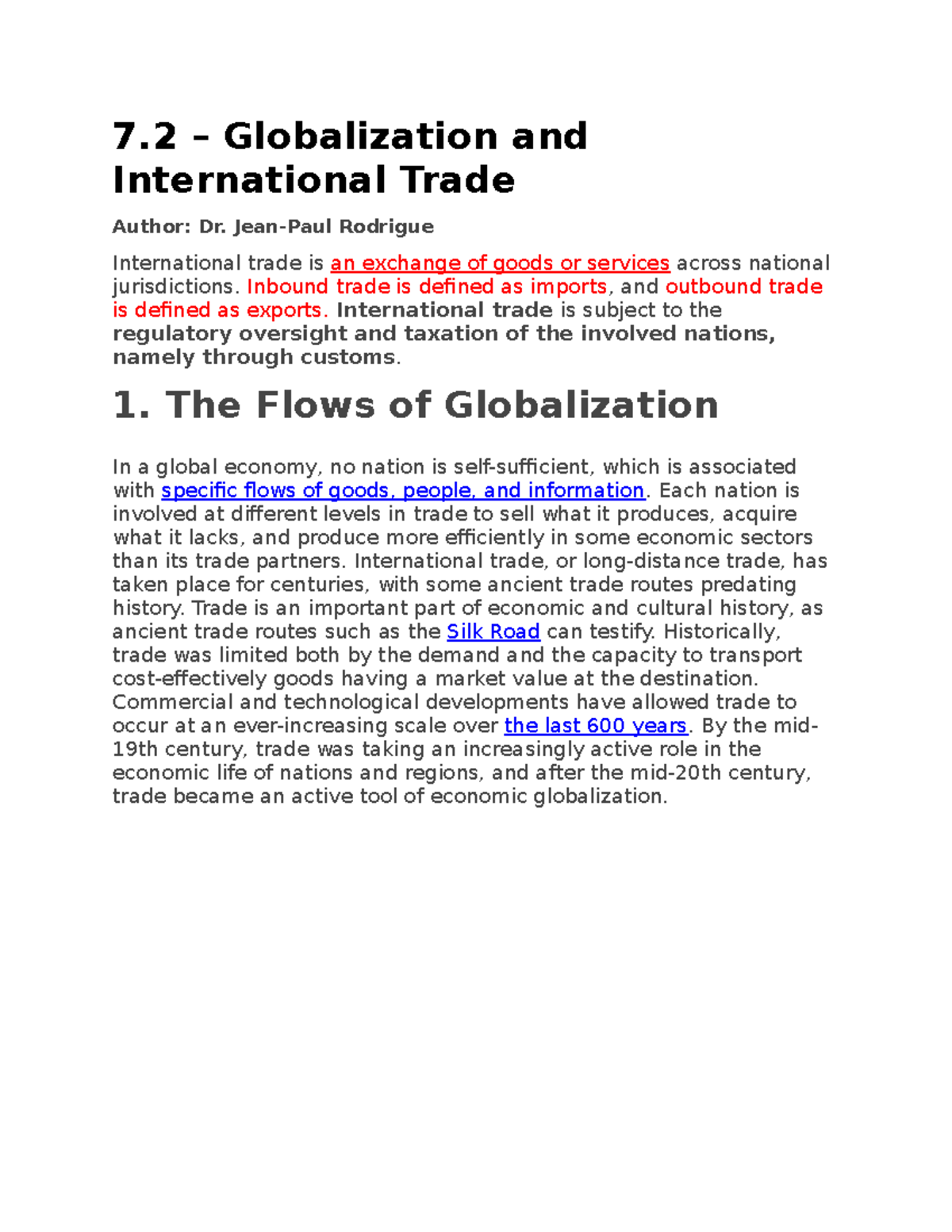 globalization and international trade essay