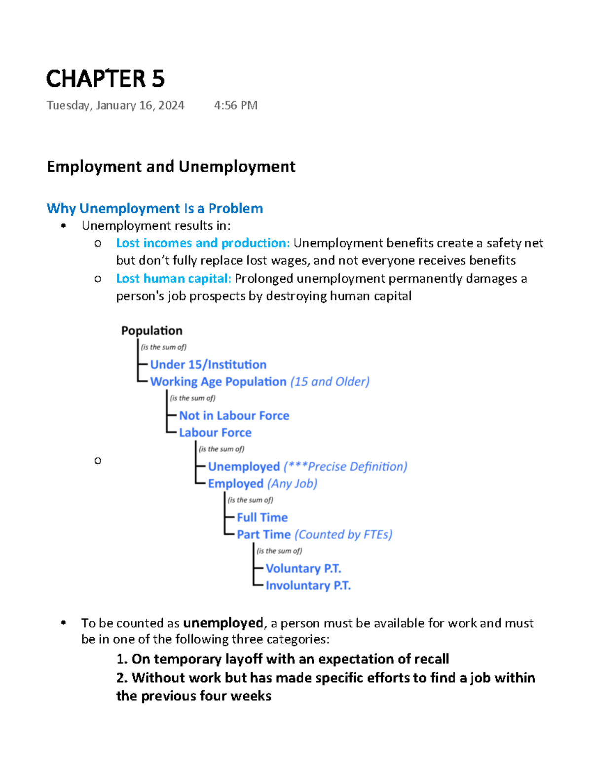 Chapter 5 - Employment and Unemployment Why Unemployment Is a Problem ...