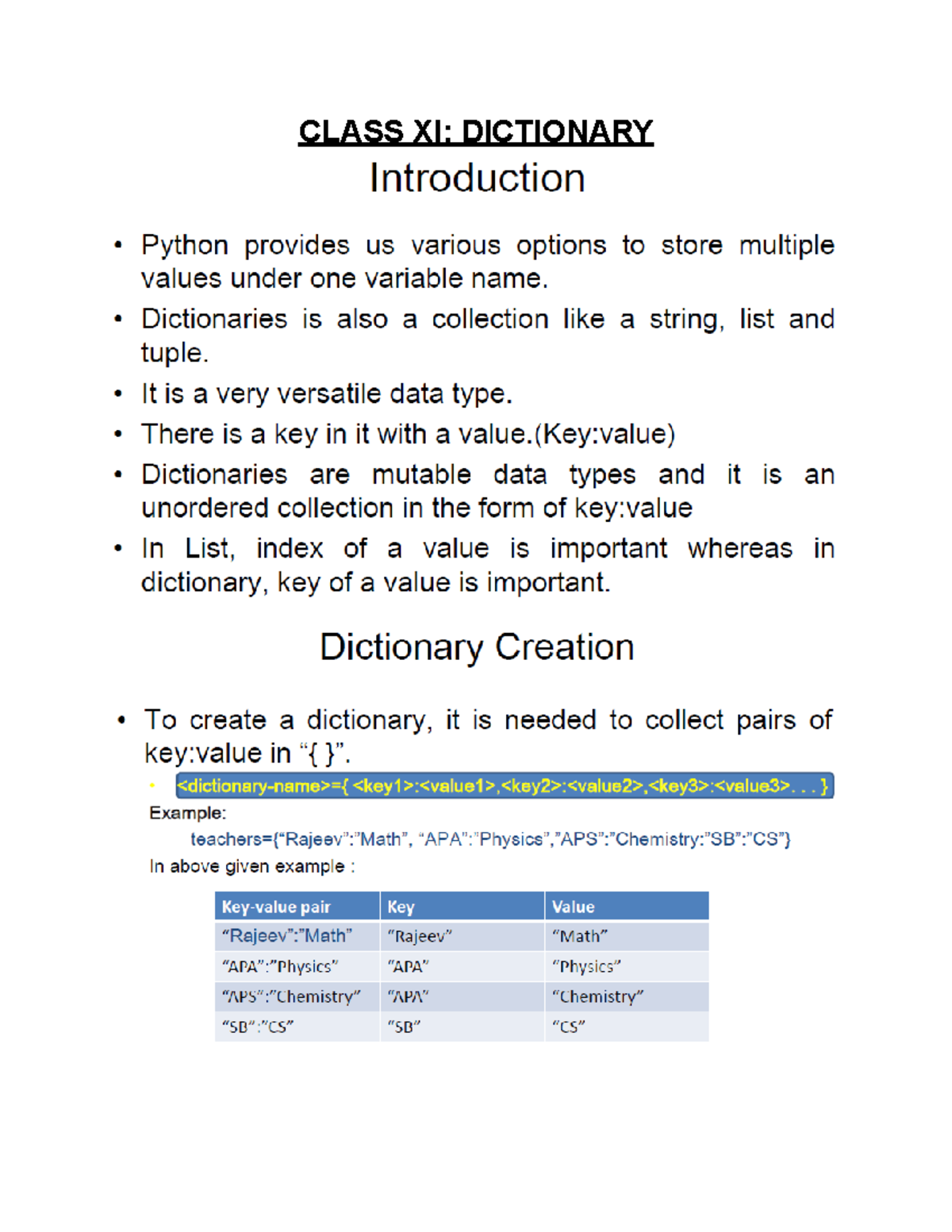 IP XI Dictionary CLASS XI DICTIONARY I want to change a key. Can I