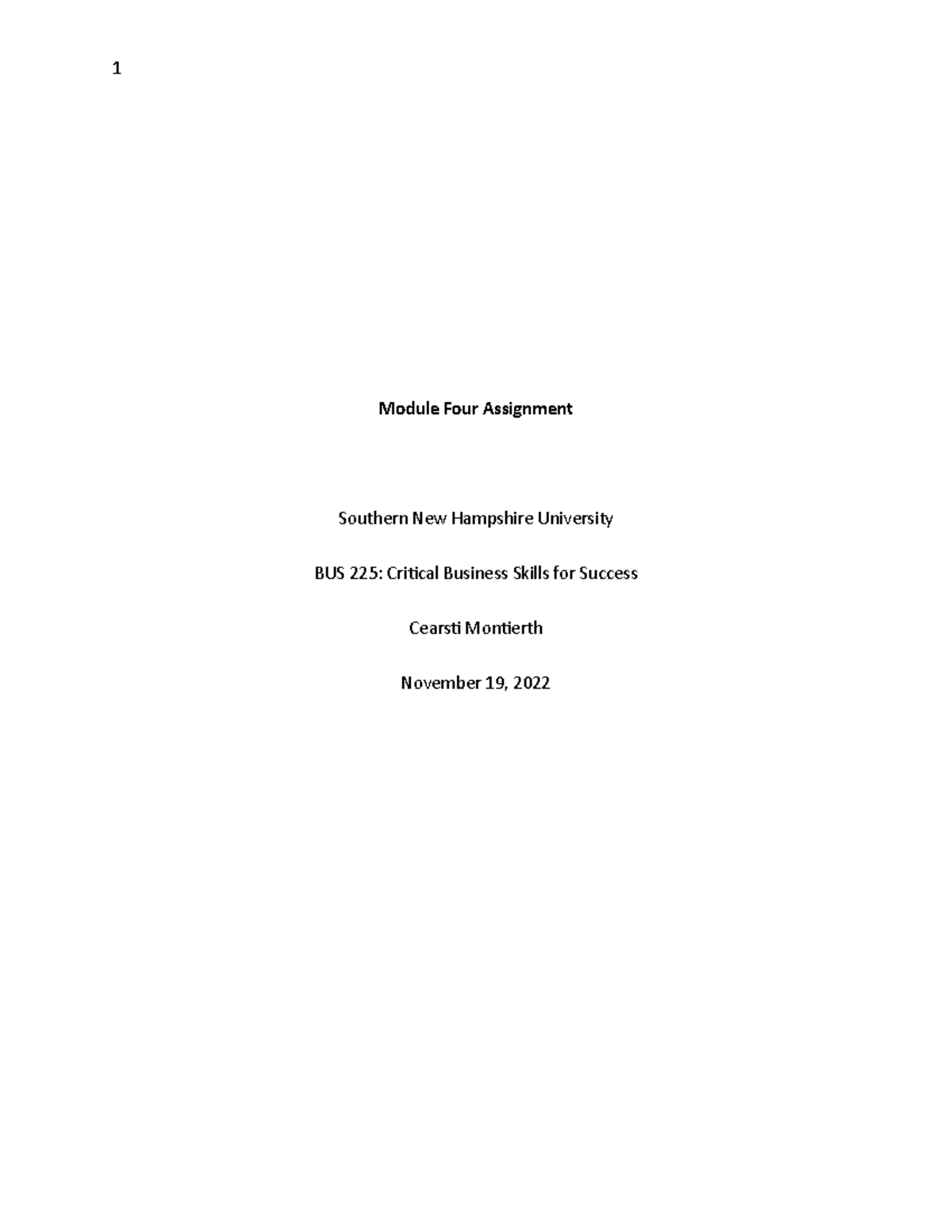 BUS225 Module Four Assignment - Module Four Assignment Southern New ...