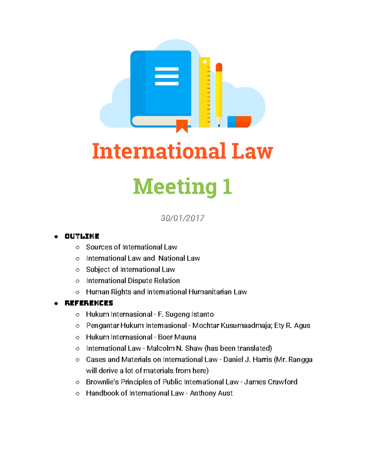 International Law - Lecture Notes All Lectures - International Law ...