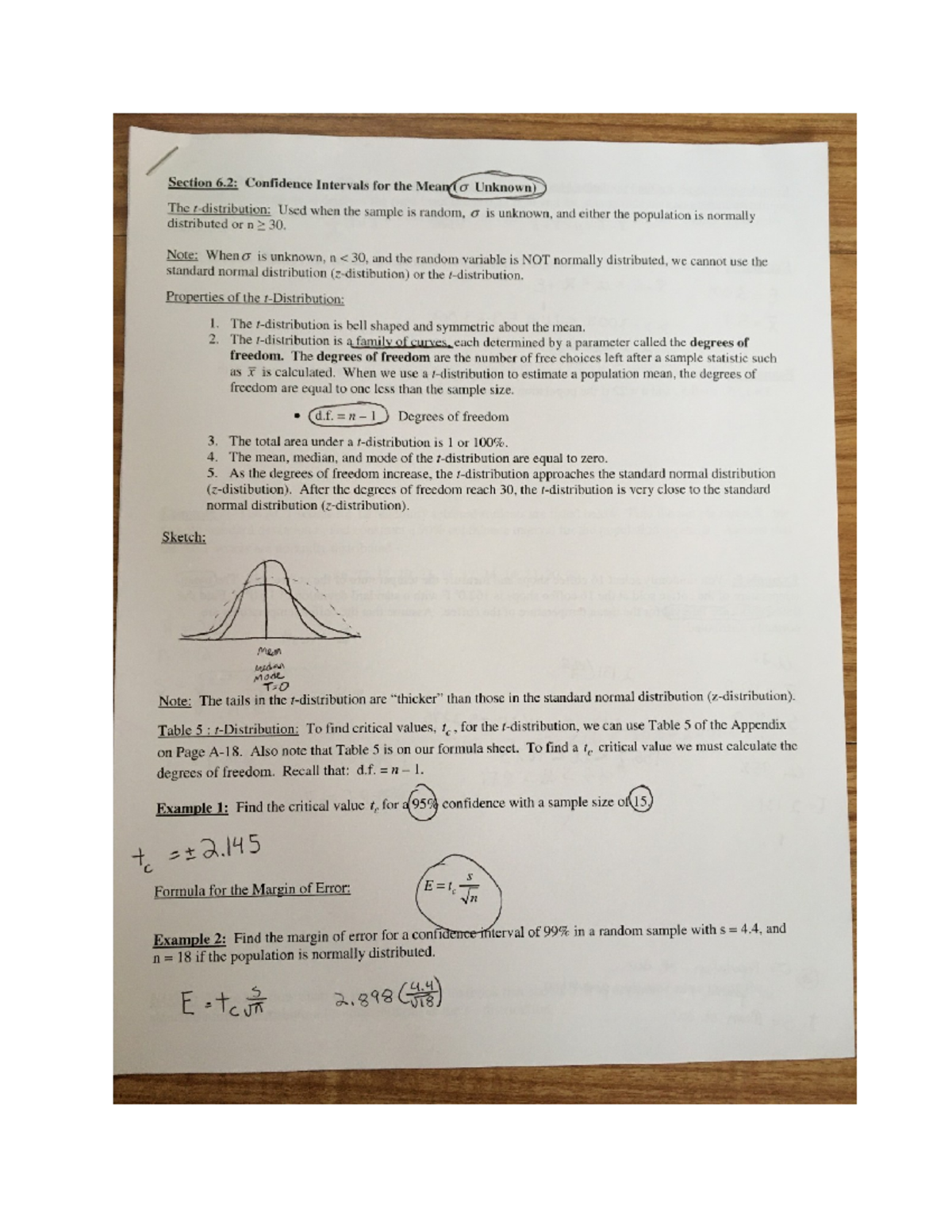 Stat Chap 6 - Anne Jousey's stat class - Section 6: Confidence ...