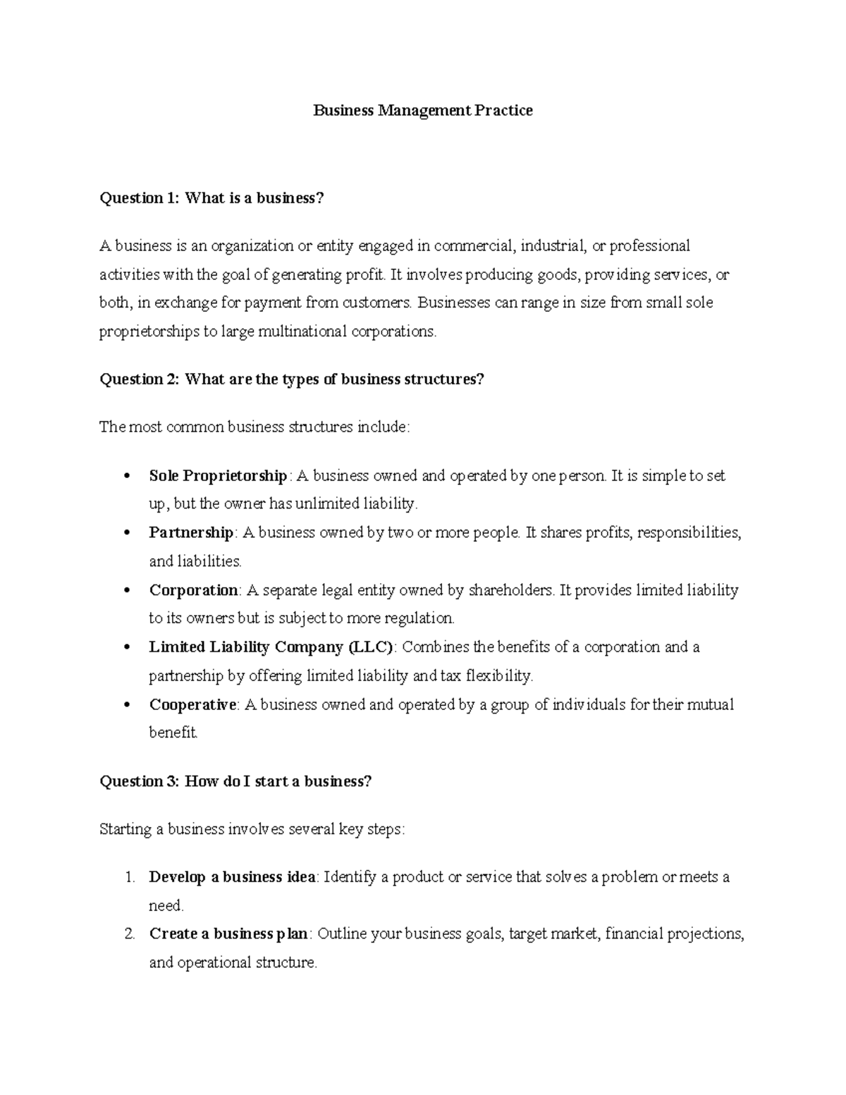 Business Management It involves producing goods, providing services