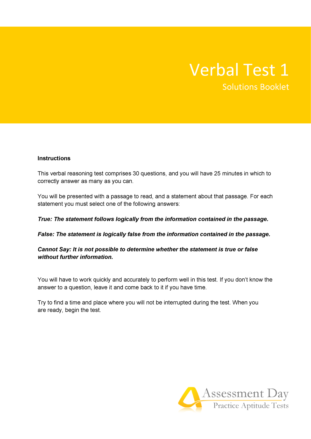 Verbal Reasoning Test 1 Solutions This Verbal Reasoning Test   Thumb 1200 1697 