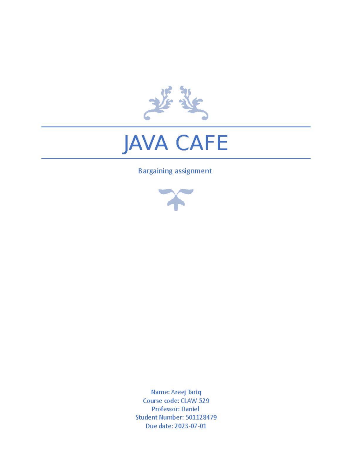 Java Cafe - naaa - BUS 221 - Toronto Met - Studocu