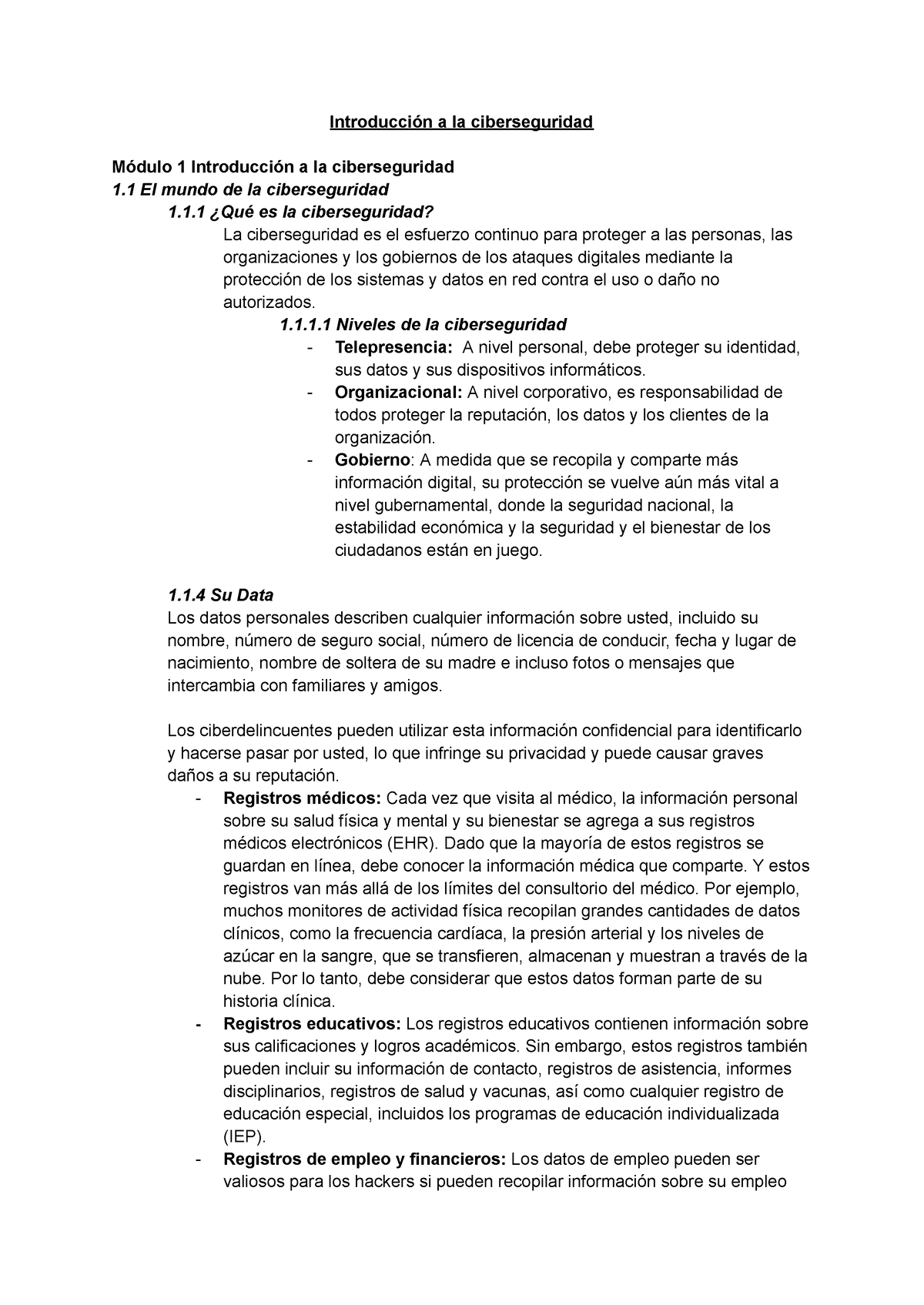 Introducción A La Ciberseguridad - 1 ¿Qué Es La Ciberseguridad? La ...