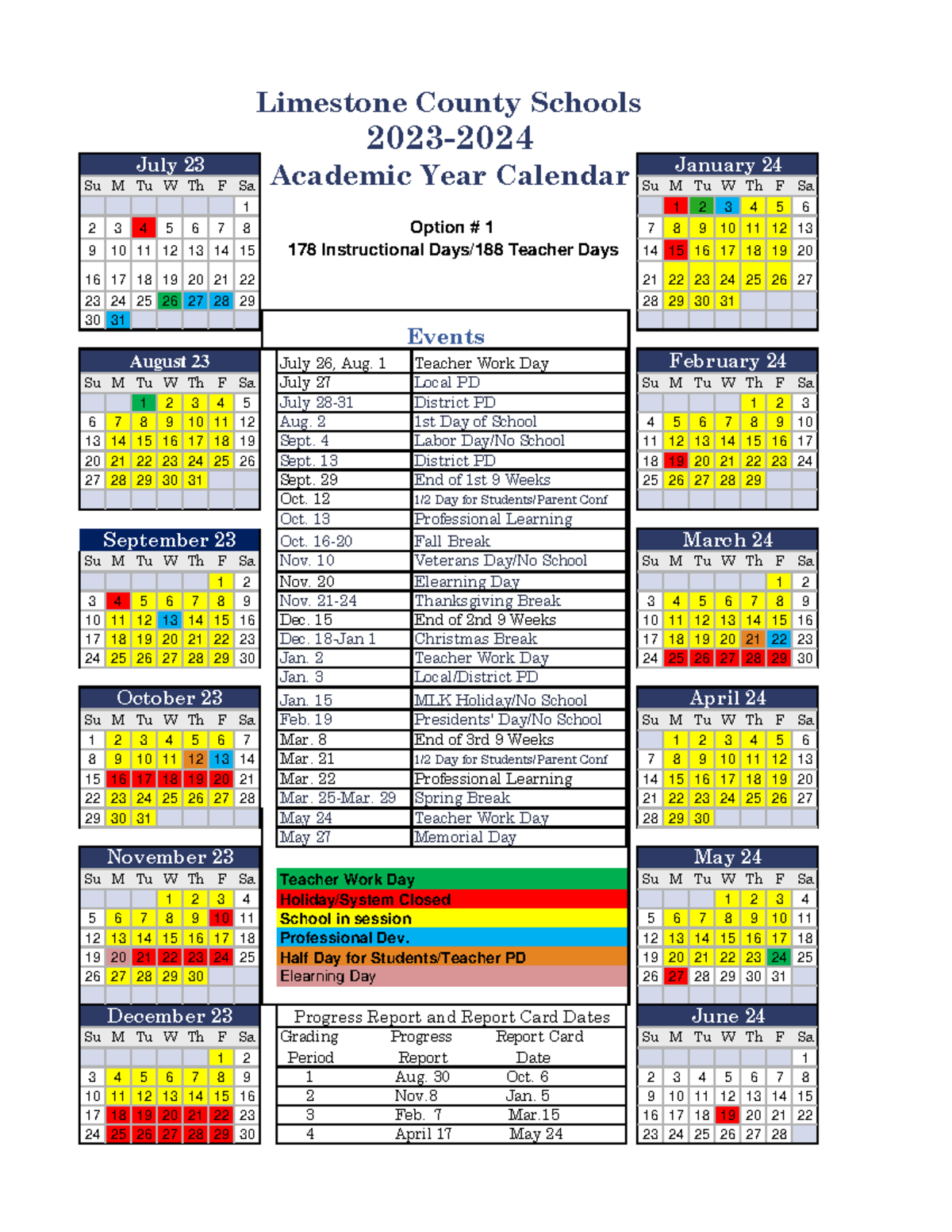 2023-24 School Calandars Option 1 - Su M Tu W Th F Sa Su M Tu W Th F Sa 1 1  2 3 4 5 6 2 3 4 5 6 7 8 - Studocu