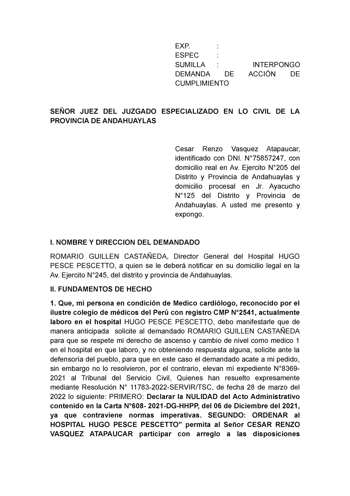 Modelo De Demanda De Accion De Cumplimiento Pdf Demanda Judicial Porn Sex Picture 2604