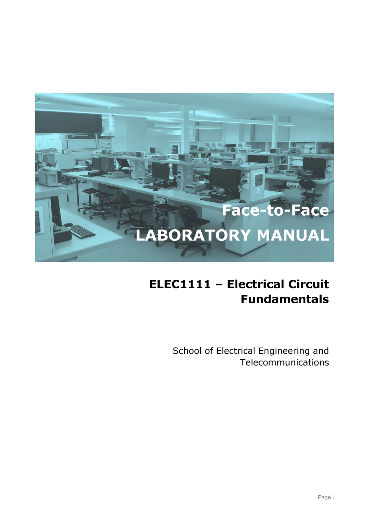 ELEC1111 Lab Manual Face To Face Labrotories - Page I Face-to-Face ...