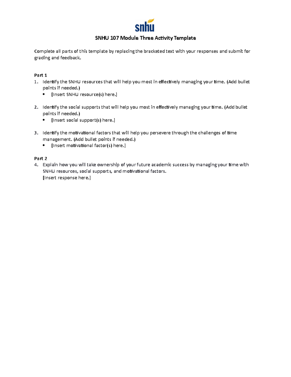 SNHU 107 Module Three Activity Template - SNHU 107 Module Three ...