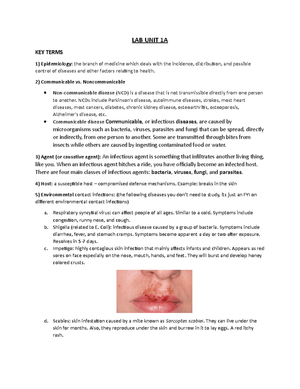 (week 1) LAB UNIT 1A - Study guide for nursing level 1 Lab exam 1 - LAB ...