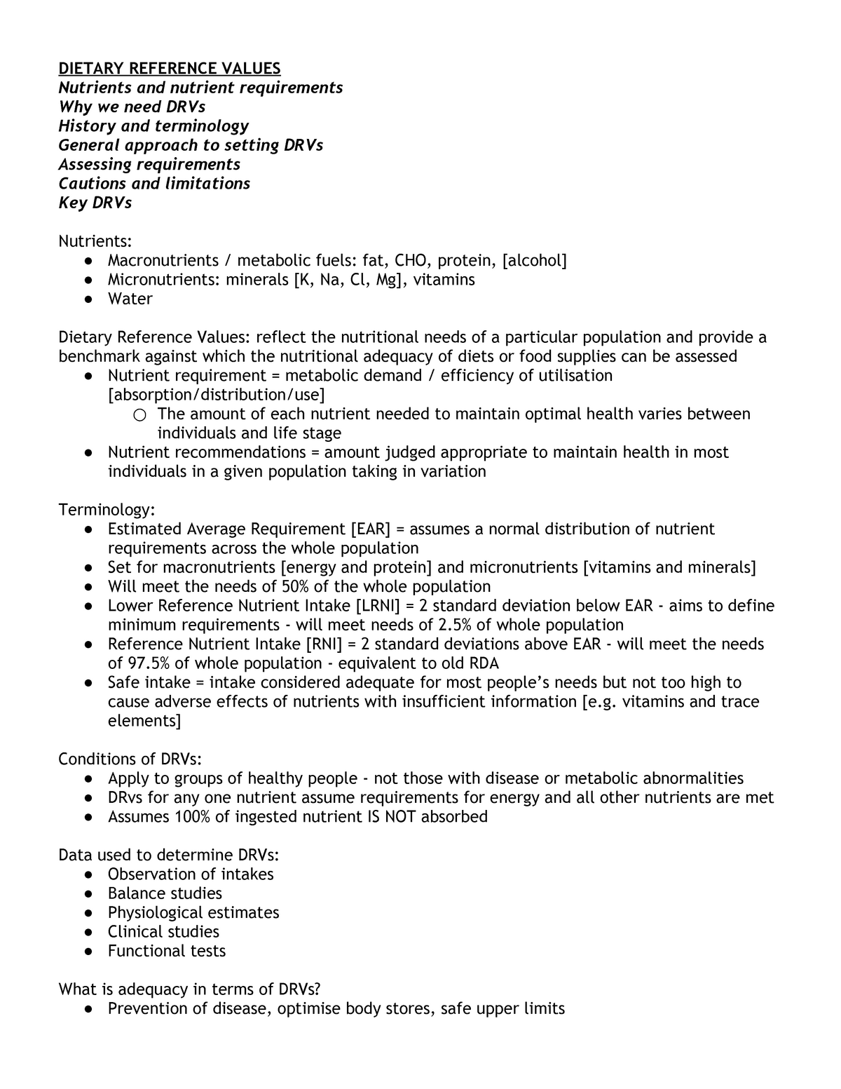 What Is Dietary Reference Values