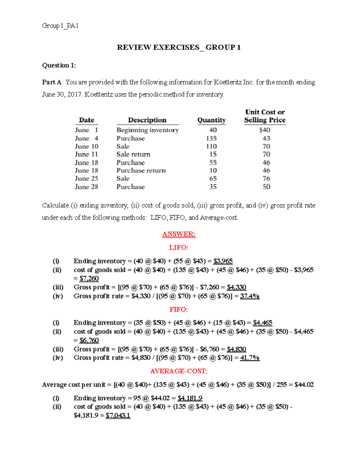 PA Review PA final practices REVIEW EXERCISES_ GROUP 1 Question 1