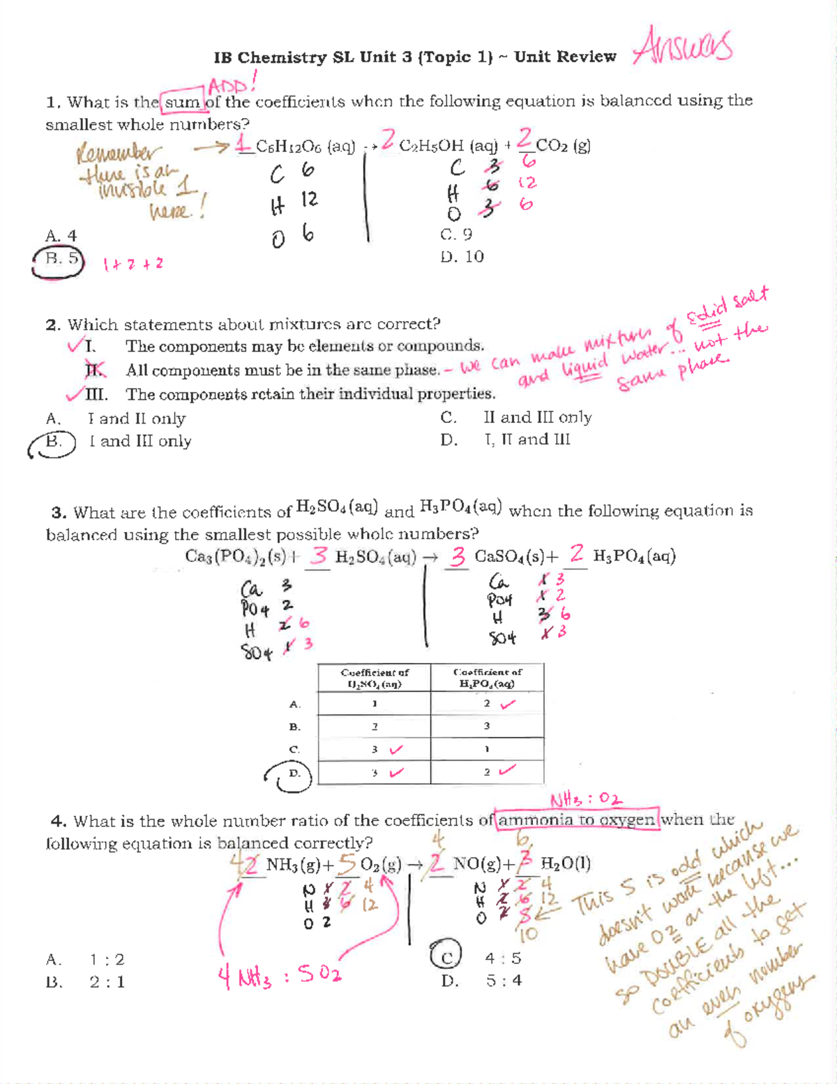IB Chemistry Stoichiometry Review Answers Studocu