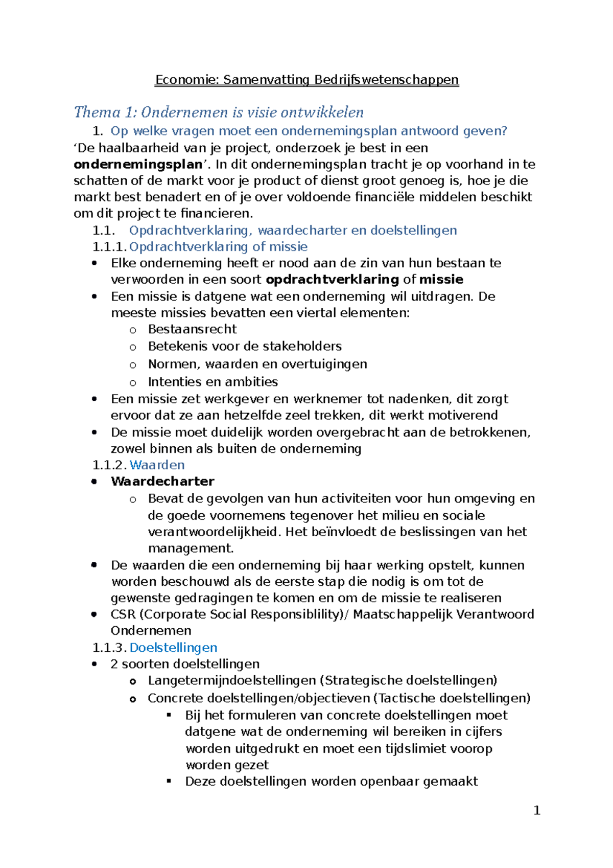 Eco Bedrijfswetenschappen - Economie: Samenvatting ...