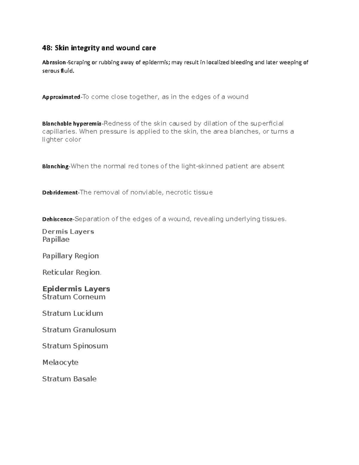 Wound care lecture notes 48 Skin integrity and wound care Abrasion