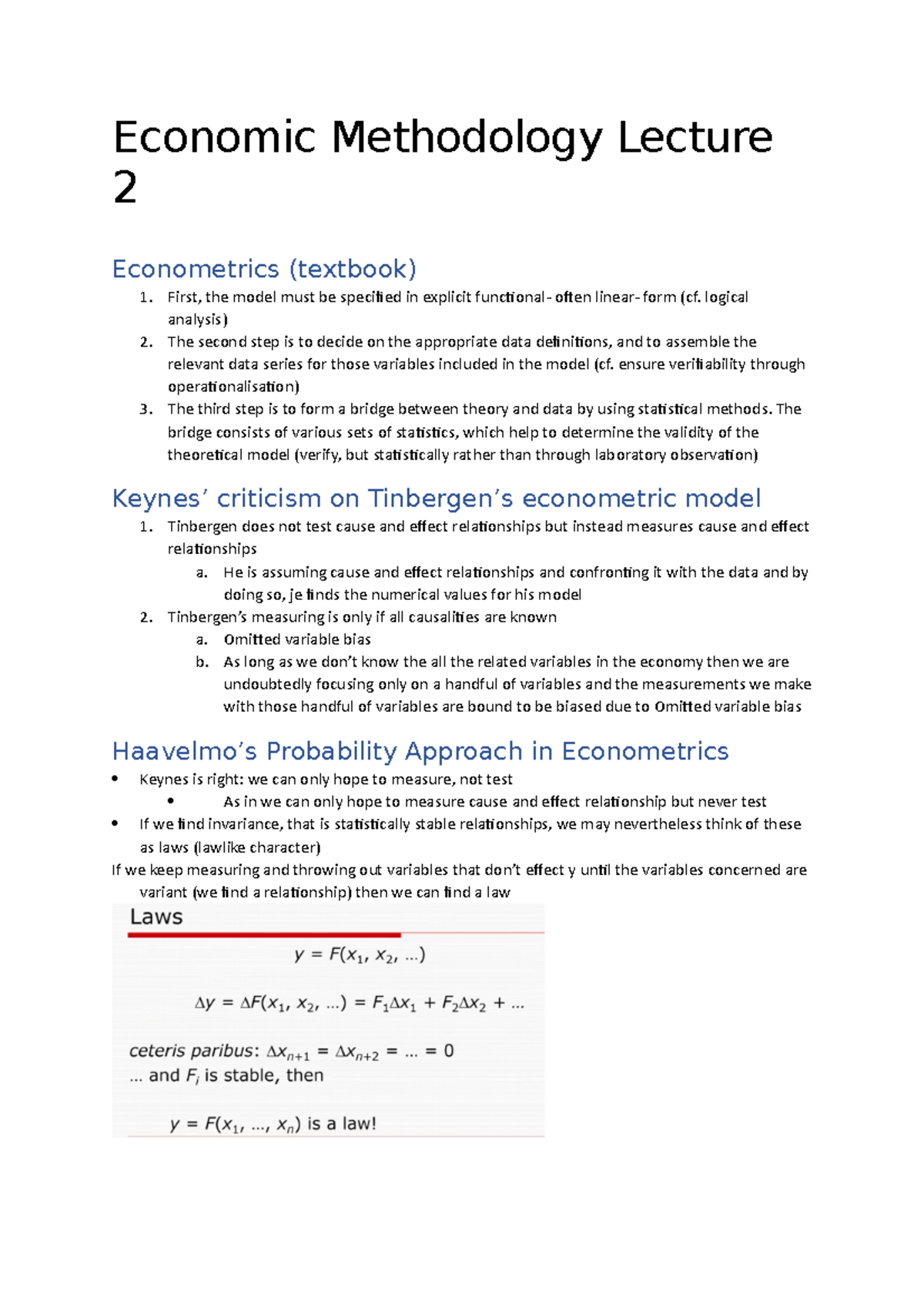 Economic Methodology Lecture 2 - Economic Methodology Lecture 2 ...