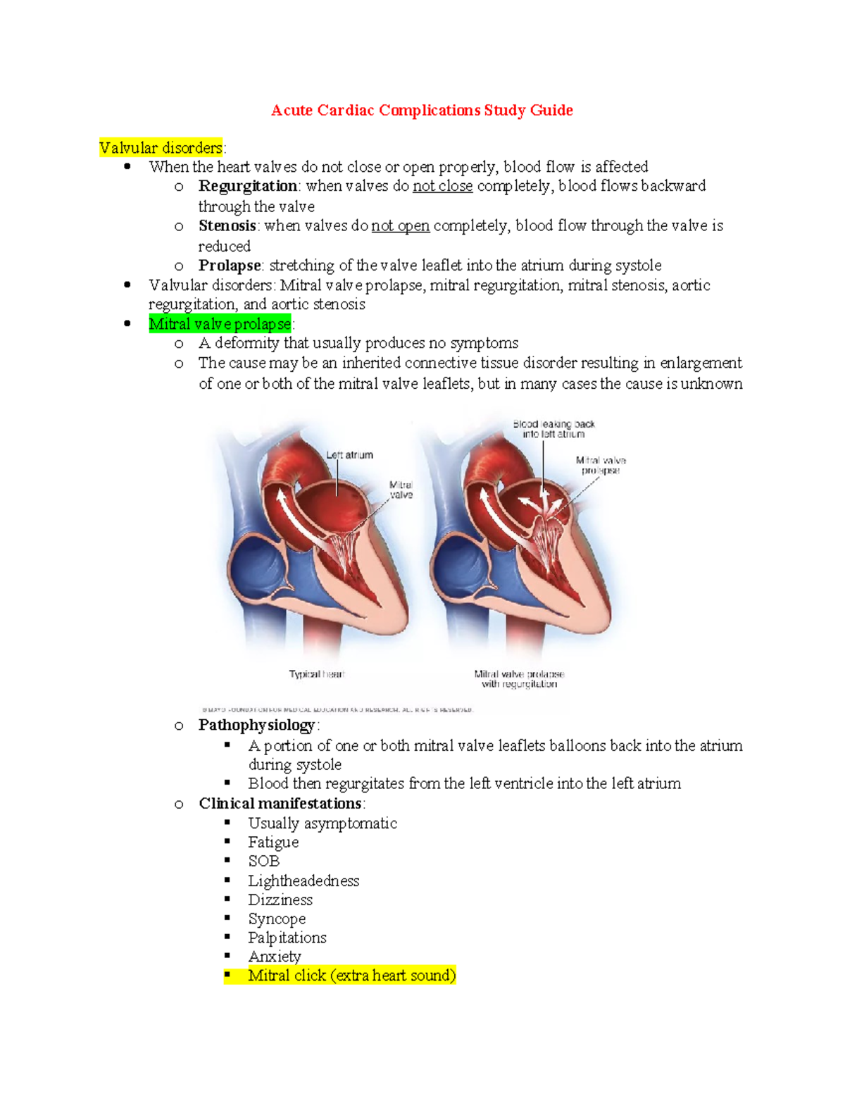 Acute Cardiac Complications Study Guide - Acute Cardiac Complications ...