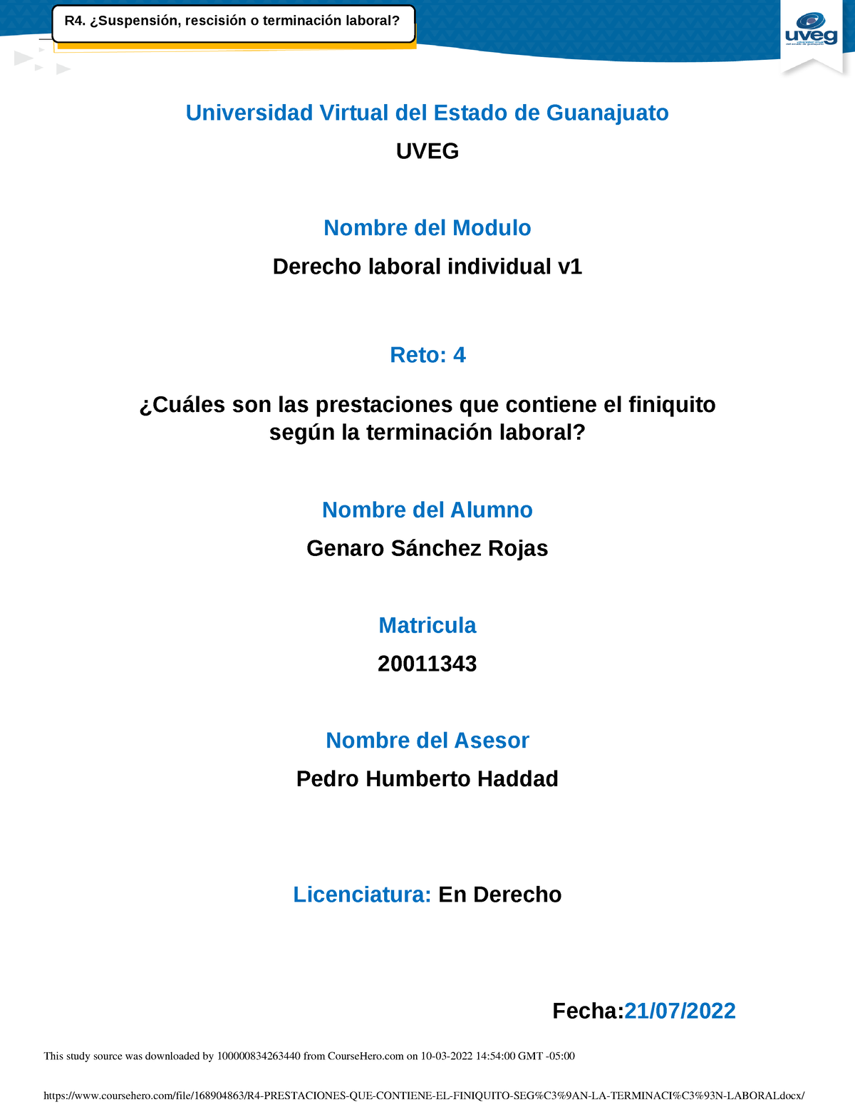 R4 Prestaciones QUE Contiene EL Finiquito SEG N LA Terminaci N Laboral ...