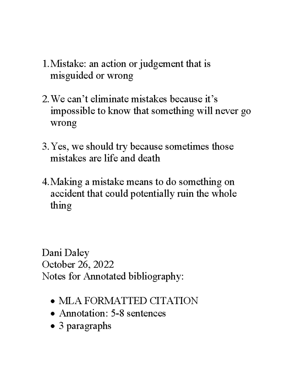 English Notes - Mistake: An Action Or Judgement That Is Misguided Or ...